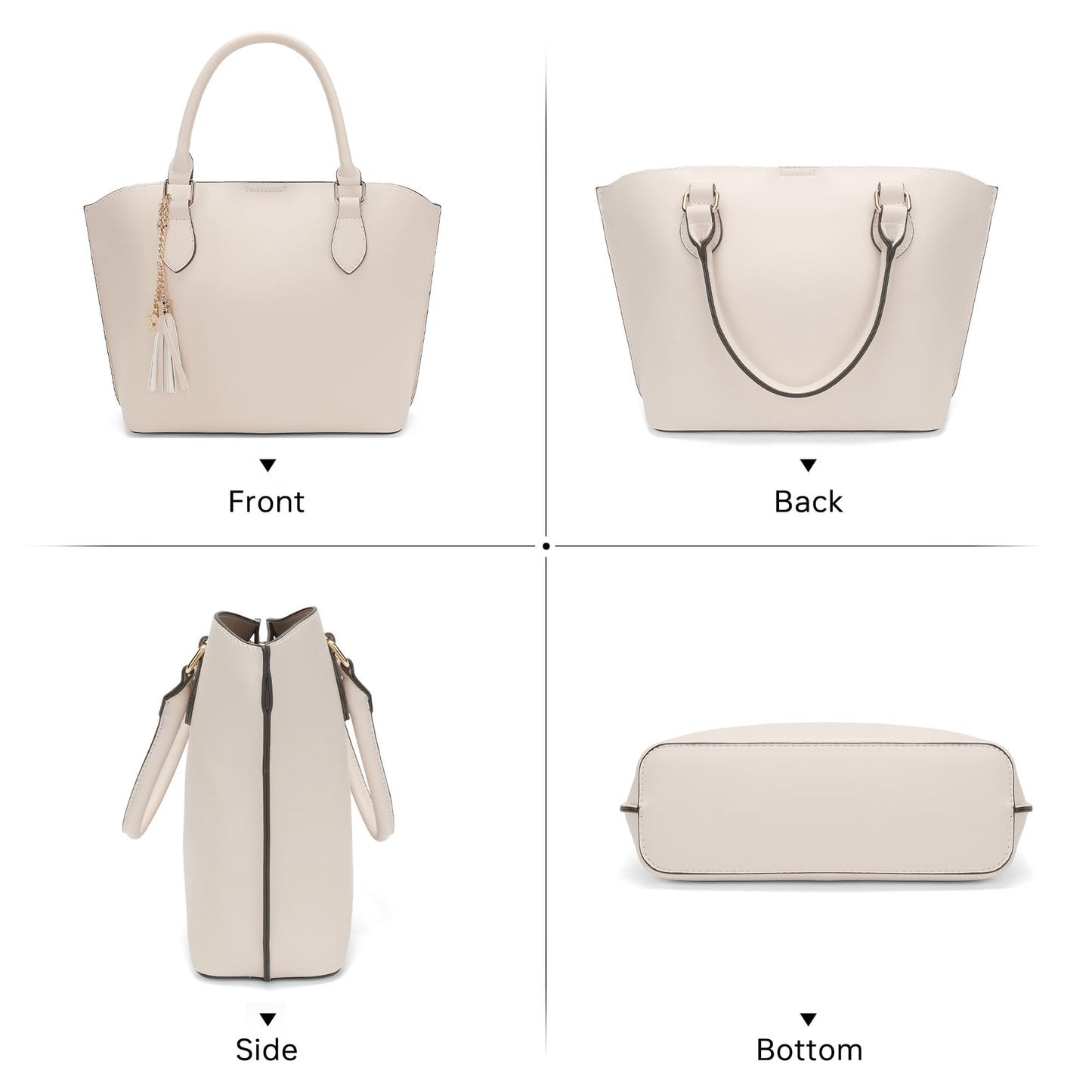 GEMIU Womens Purse Shoulder Bag Light Beige Top Handle Shoulder Bag Medium Purse With Detachable Crossbody Strap White