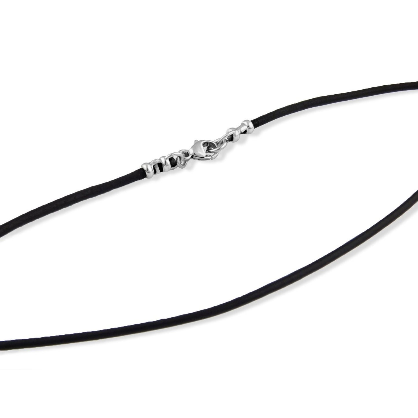 2mm Black Leather Cord Necklace with Sterling Silver Lobster Clasp 12" - 30" (22)