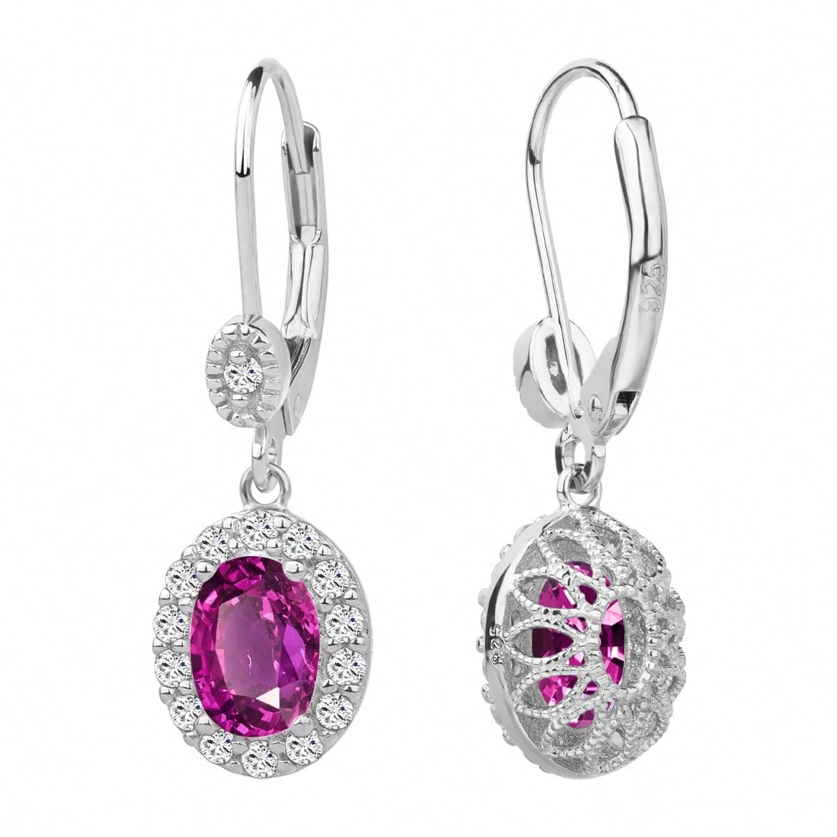 ZVVBOO Vintage 925 Sterling Silver Cubic Zirconia Drop Earrings For Women Oval CZ Leverback Dangle Earrings Jewelry Gifts