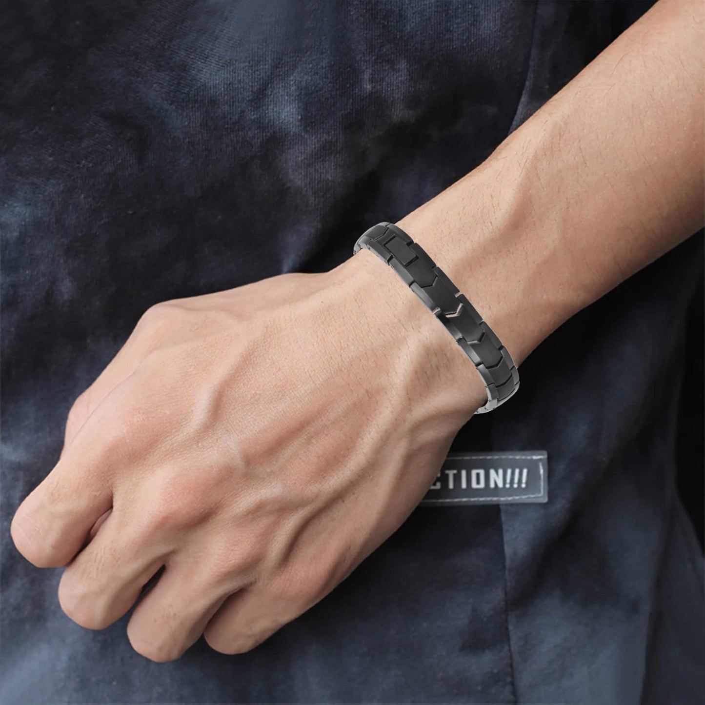 Apocalyptic-K Magnetic Therapy Bracelets,Men's TITANIUM Magnetic Bracelets,Ultra Strength,Pure Titanium (Lightness),Eliminate Static Electricity (Black bracelets)