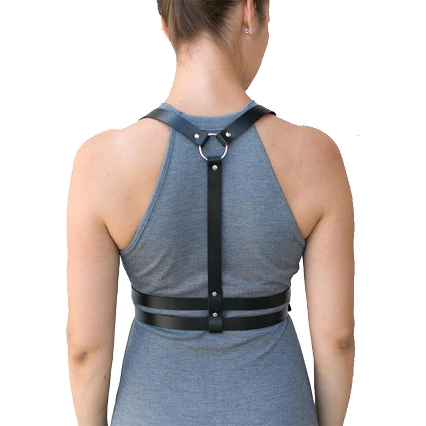 eYLun Women Leather Harness Punk Body Waist Belt - Adjustable Goth Straps Pink