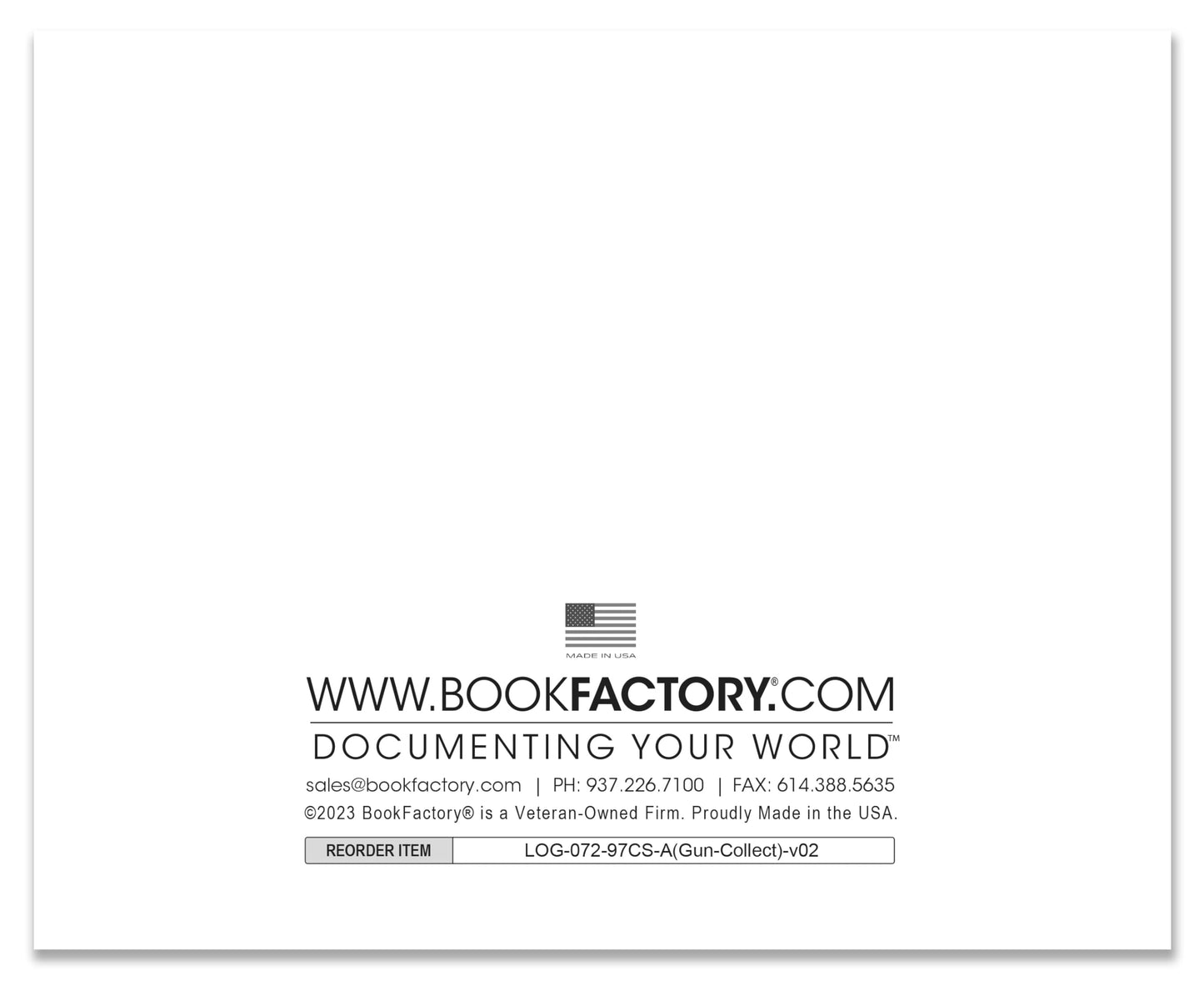 BookFactory C&R FFL 03 Bound Book/Gun Collector Log Books/Curio and Relics Bound Book 8 7/8'' x 7”- 72 Pgs, New Black Bonded Leather, Section Sewn Hardbound (Made in USA)