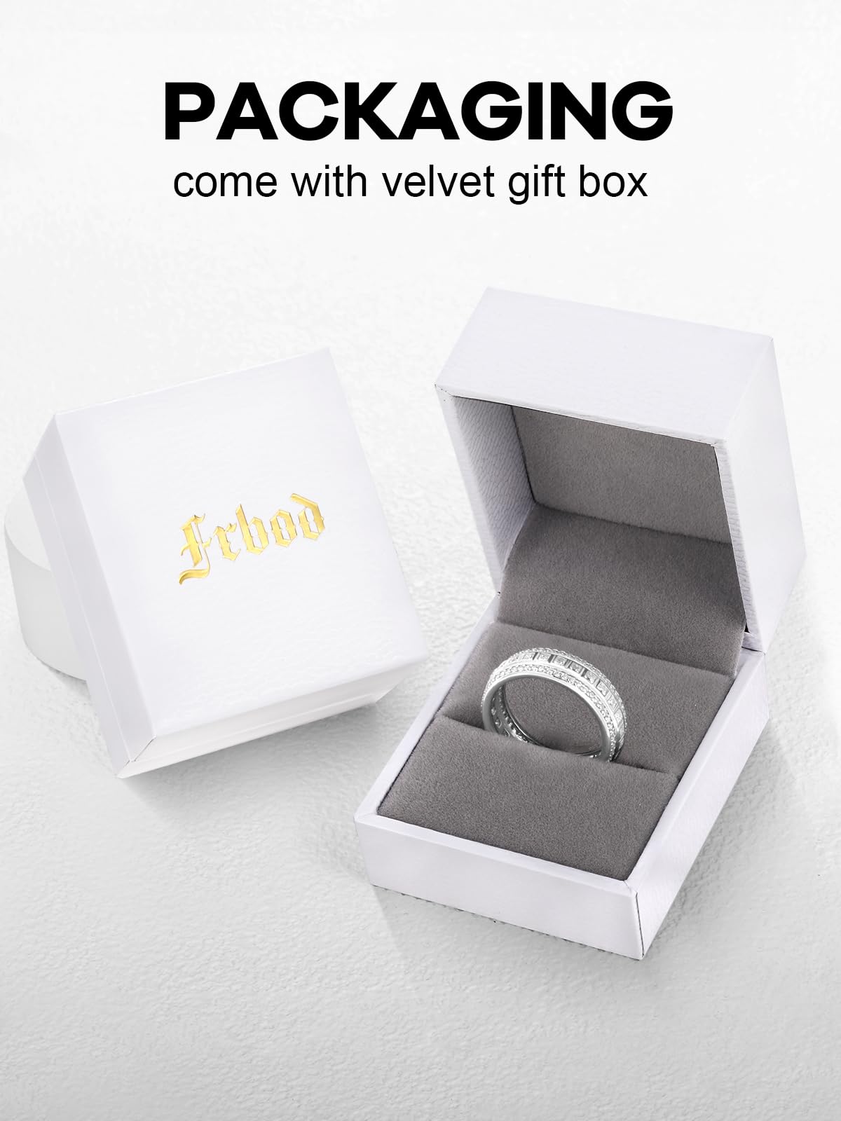 Frbod Eternity Moissanite Band for Women Men Channel Set Diamond Ring Silver White Gold Plated Rings Size 7