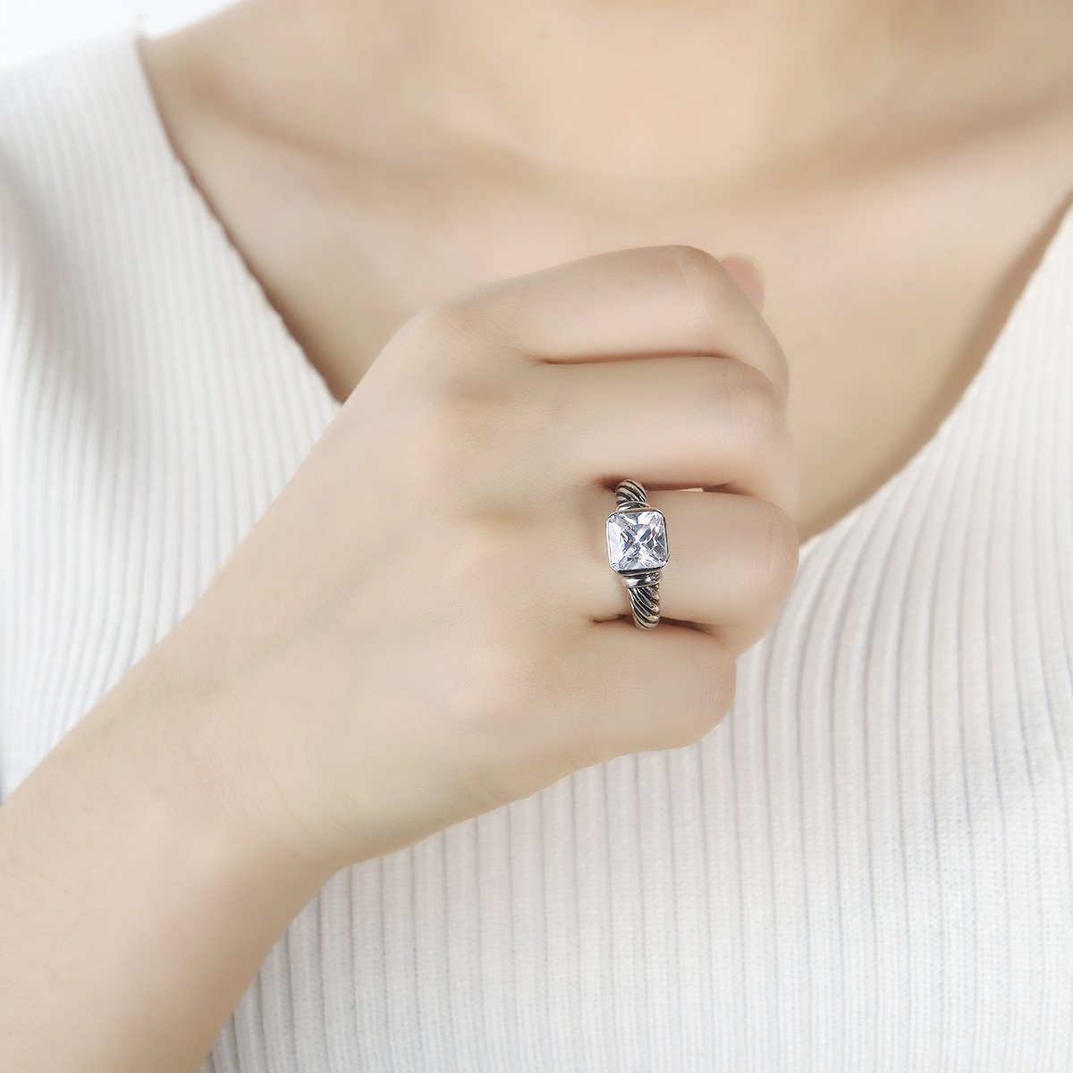 UNY JEWEL Twisted Cable Wire Petite CZ Ring Designer Inspired Fashion Brand Christmas Valentine Women Dupes Jewelry Gift (Purple, 7)