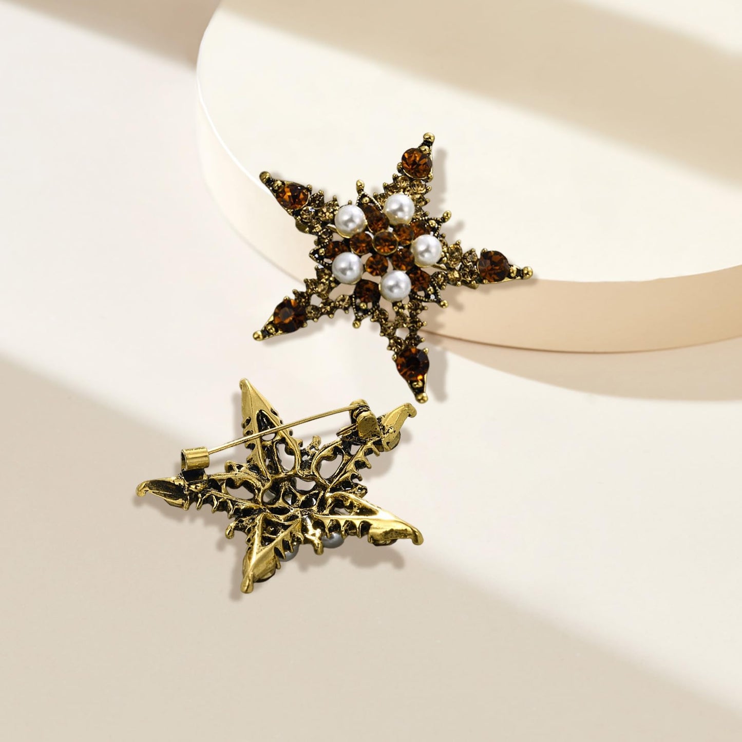 Crystal Flower Brooch Pins for Women Elegant Enamel Rhinestone Floral Brooches Pin Fashion Jewelry for Party Dance Wedding Banquet Brooch for Women Gift (Crystal Star)