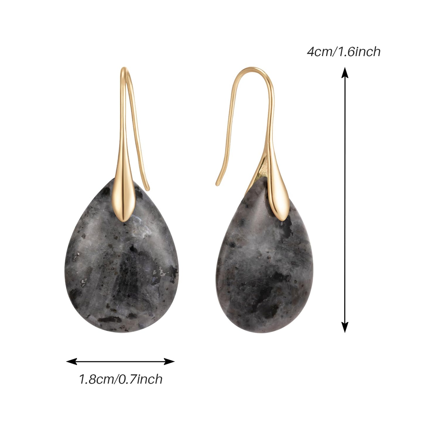 SELOVO Teardrop Grey Stone Fishhook Dangle Drop Earrings Gold Tone