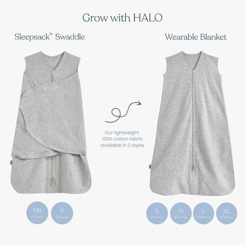 HALO 100% Cotton Sleepsack Swaddle - 3-Way Adjustable Wearable Blanket, TOG 1.5, Midnight Moons Pink, Small (3-6 Months)