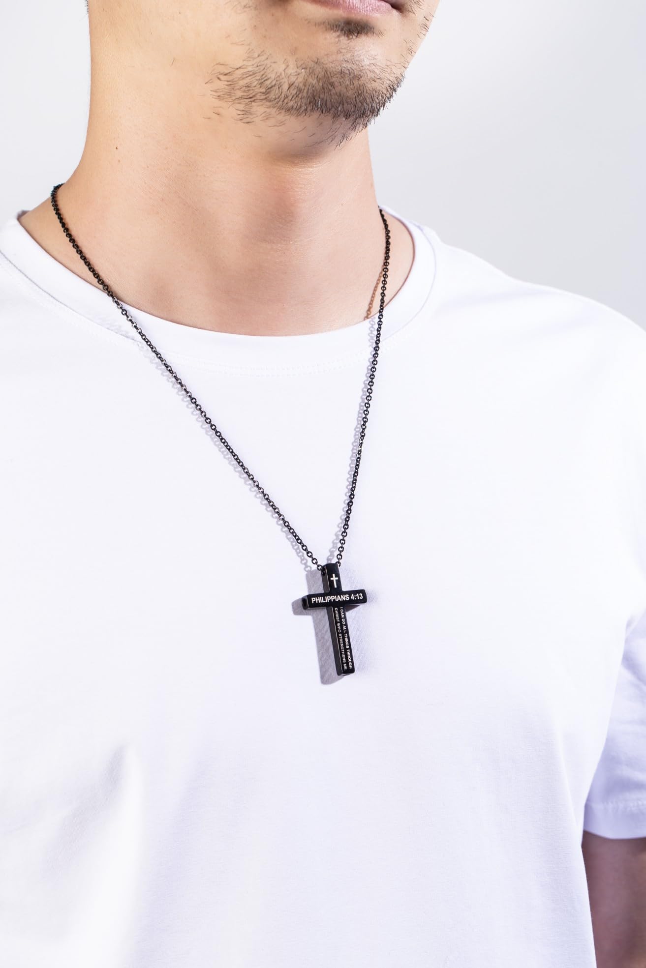 FUNPAR Cross Breathing Necklace for Anxiety, Inspirational Bible Verse Mindfulness Pendant Necklace, Stainless Steel Meditation Breathwork Tool, Anxiety Relief Items for Teens Gift(Silver 28: 20)