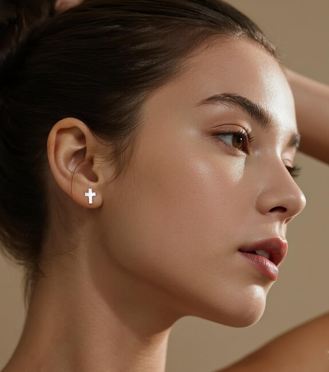 Limerencia Titanium Stud Earrings - Hypoallergenic Earrings for Women Men Sensitive Ears - Minimalist Jewelry Flatback Cross Bolt Cartilage Earrings,Gold Tone