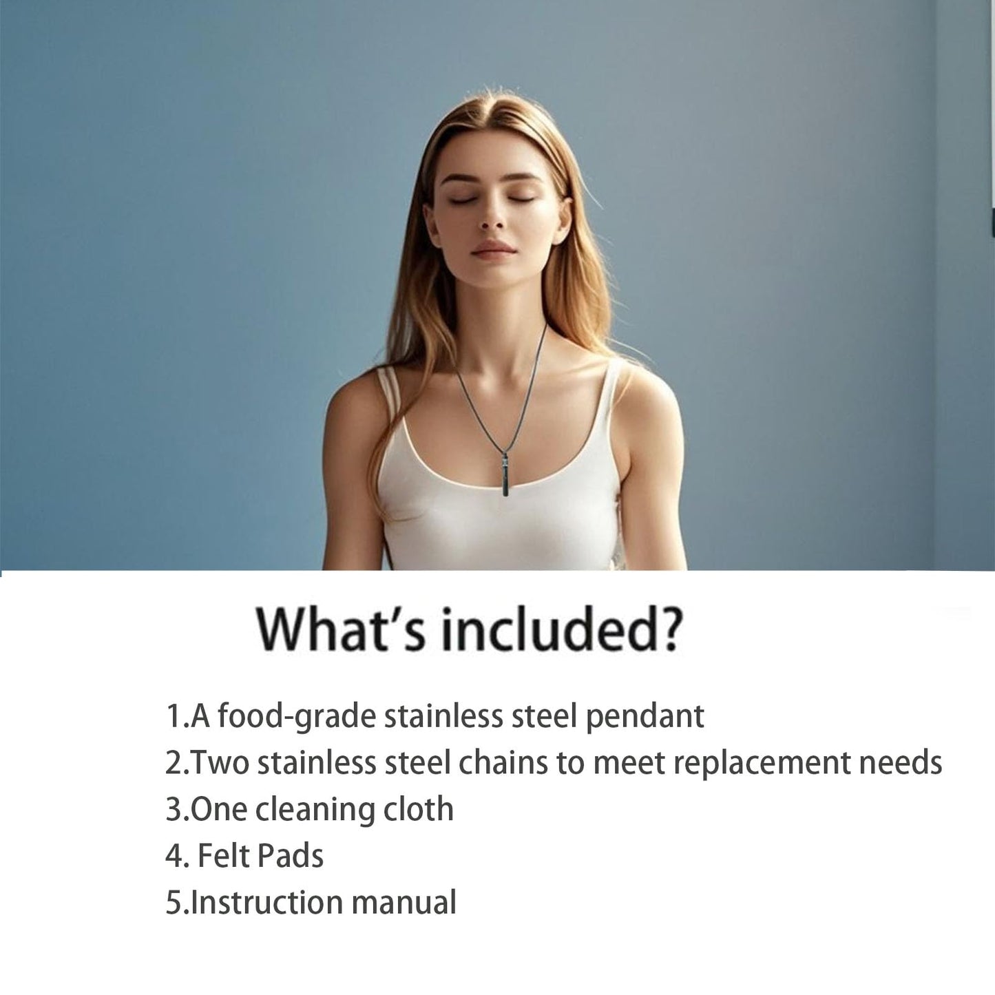 phaxud Stainless Steel Mindfulness Breathing Necklace for Anxiety Original Upgrades Quit Smoking Necklace with Essential Oil Diffuser Multifunctional Jewelry (C)