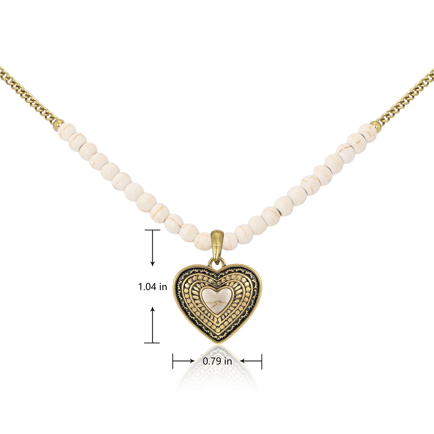 Montana West Wrangler Western Pendant Necklace for Women 14k Gold Silver Heart Statement Turquoise Cowgirl Vintage Trendy Fashion Jewelry WNS-2021G-WT