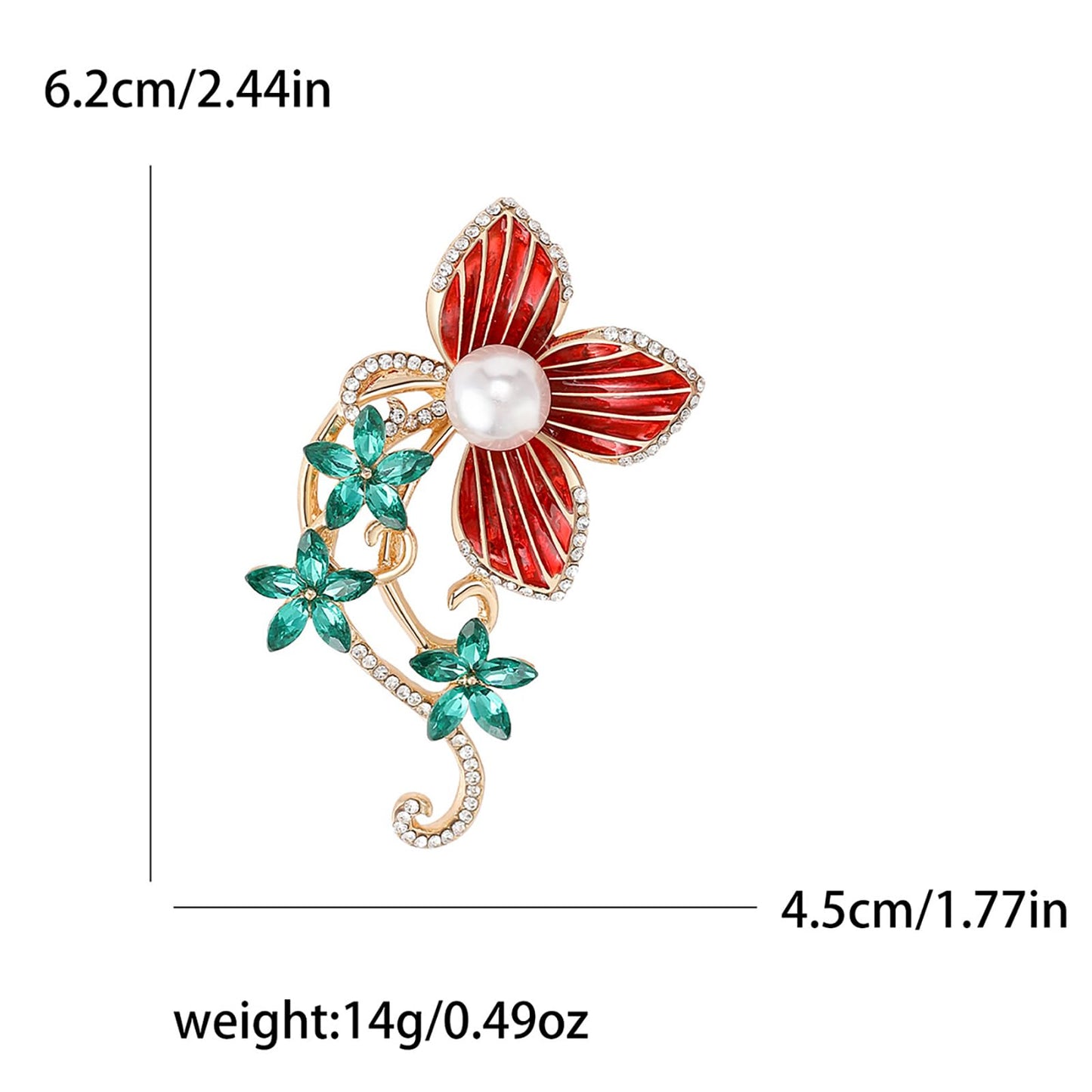 Camellia Flower Brooch for Women Rhinestones Pearl Flower Brooches Floral Pin Sweater Coat Dress Accessories Gifts for Mother's Day Party Wedding
