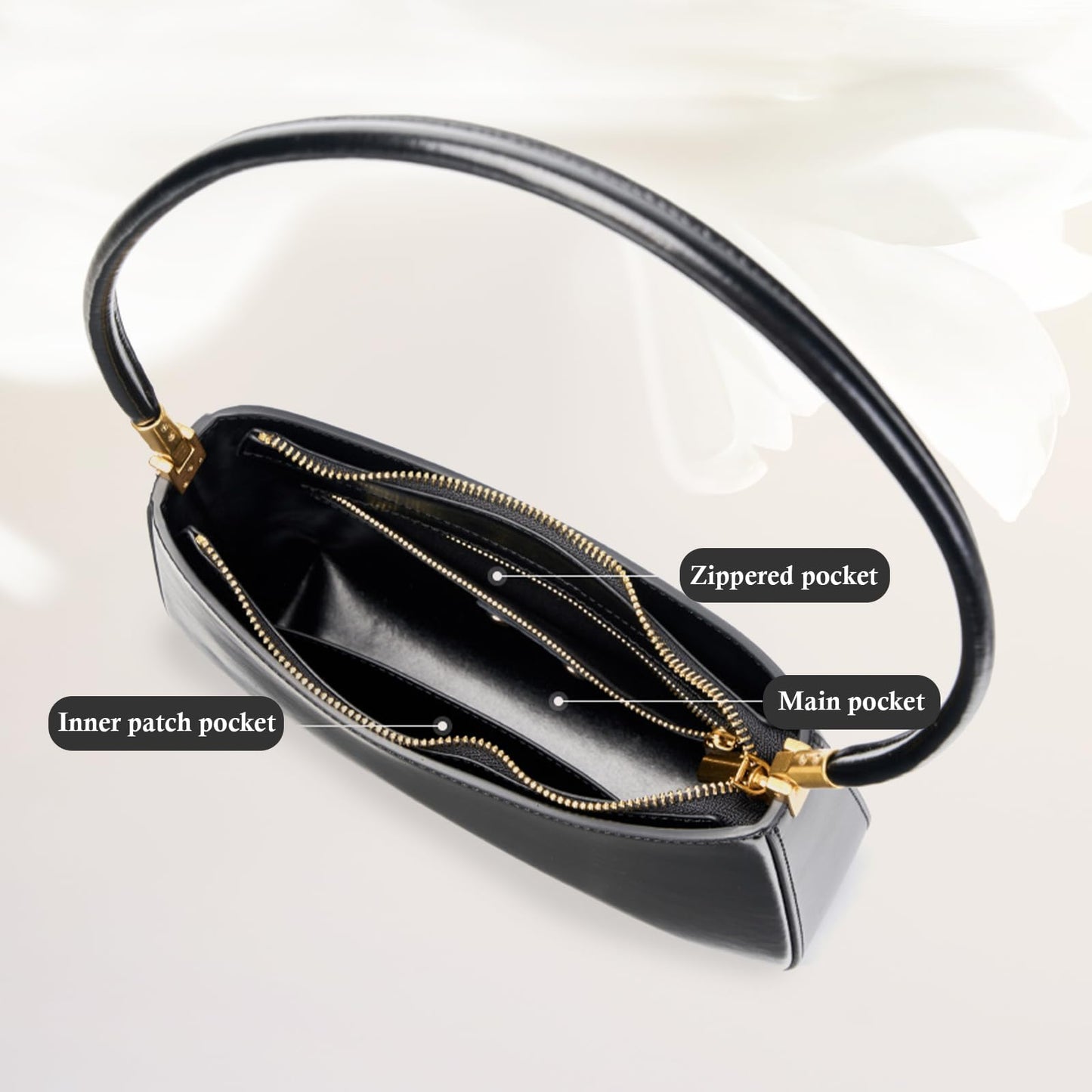 MFFOR Shoulder Bag for Women, Genuine Leather Hobo Tote Handbag, Small Clutch Purses Cute Hobo Handbag(Black)