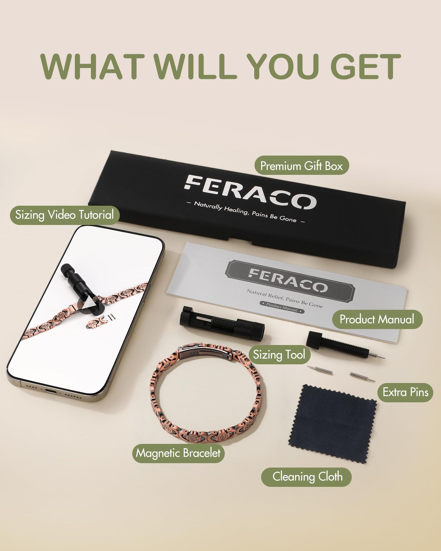 Feraco Pure Copper Bracelets for Women, Ultra Strength Magnetic Bracelet for Women with 3800 Gauss Magnet, Adjustable Flower Real Copper Jewelry Gift with Infinite Rose-Engraved (Copper)
