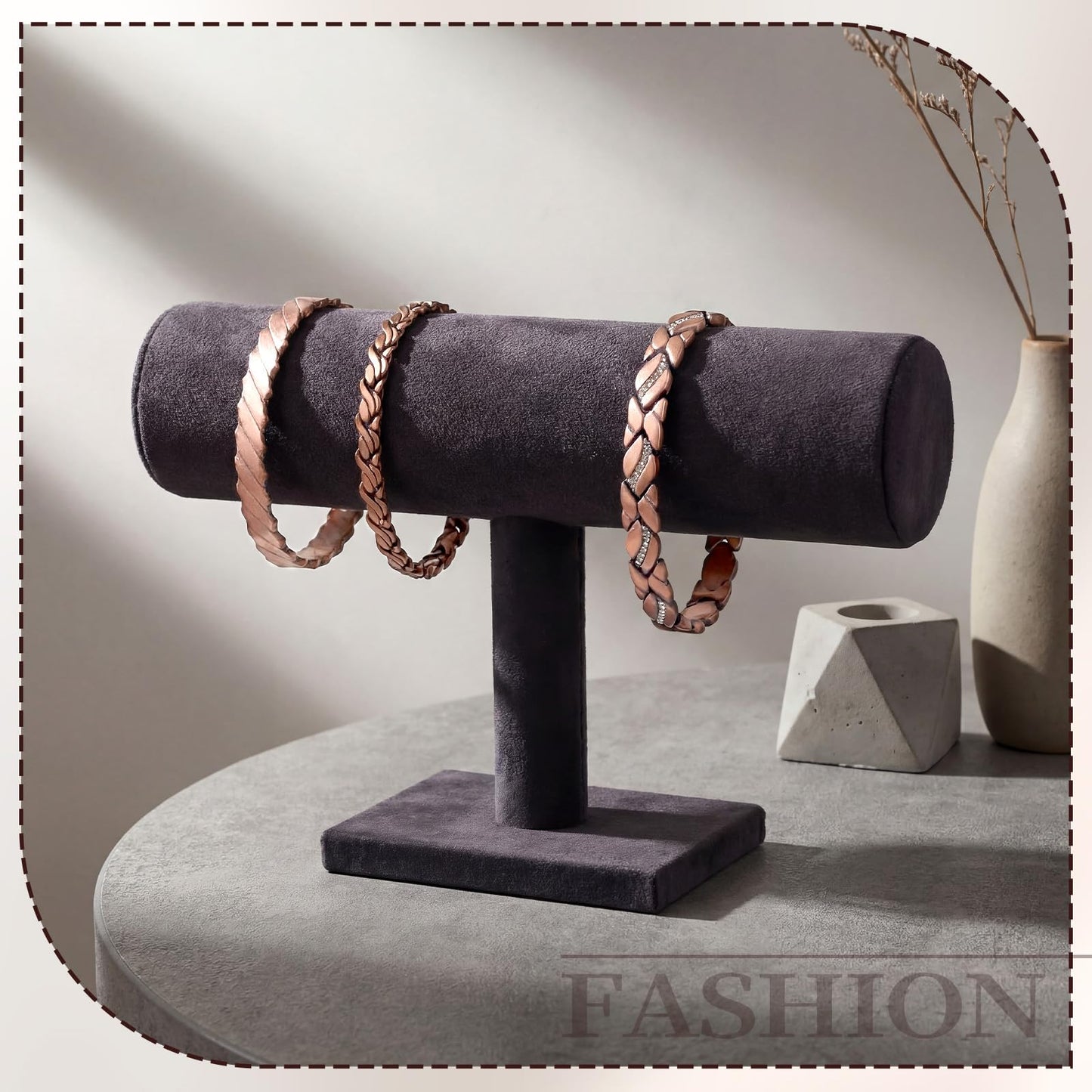 Misdary 3 Pcs Copper Magnetic Bracelets for Women Ultra Strength Magnetic Bracelet with Magnets Natural Stones Adjustable Jewelry Gift (Crystals)