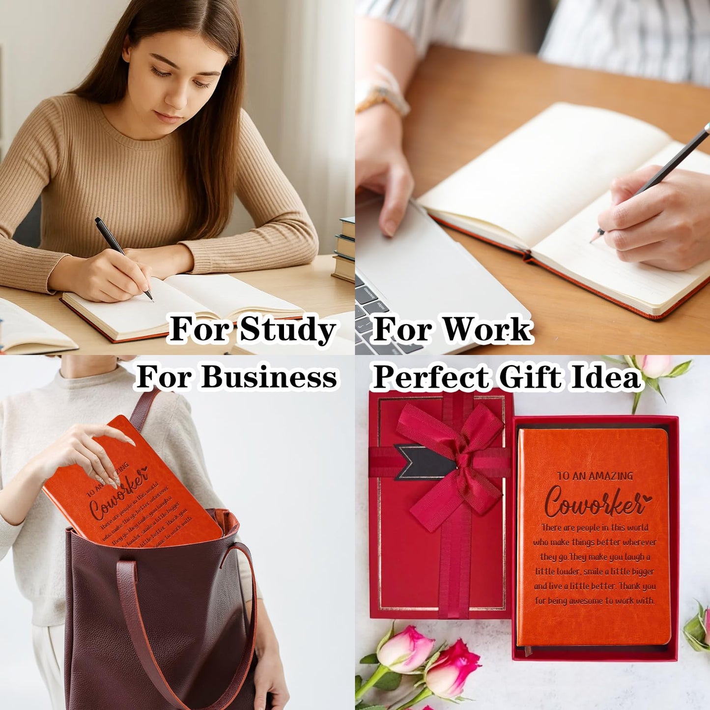 QDWXDEL Difference Maker Gift,A5 Hardcover Leather Journal for Women, Employee Appreciation Gifts Journal Notebook for Work,Social Worker Gifts (AMAZING Coworker)