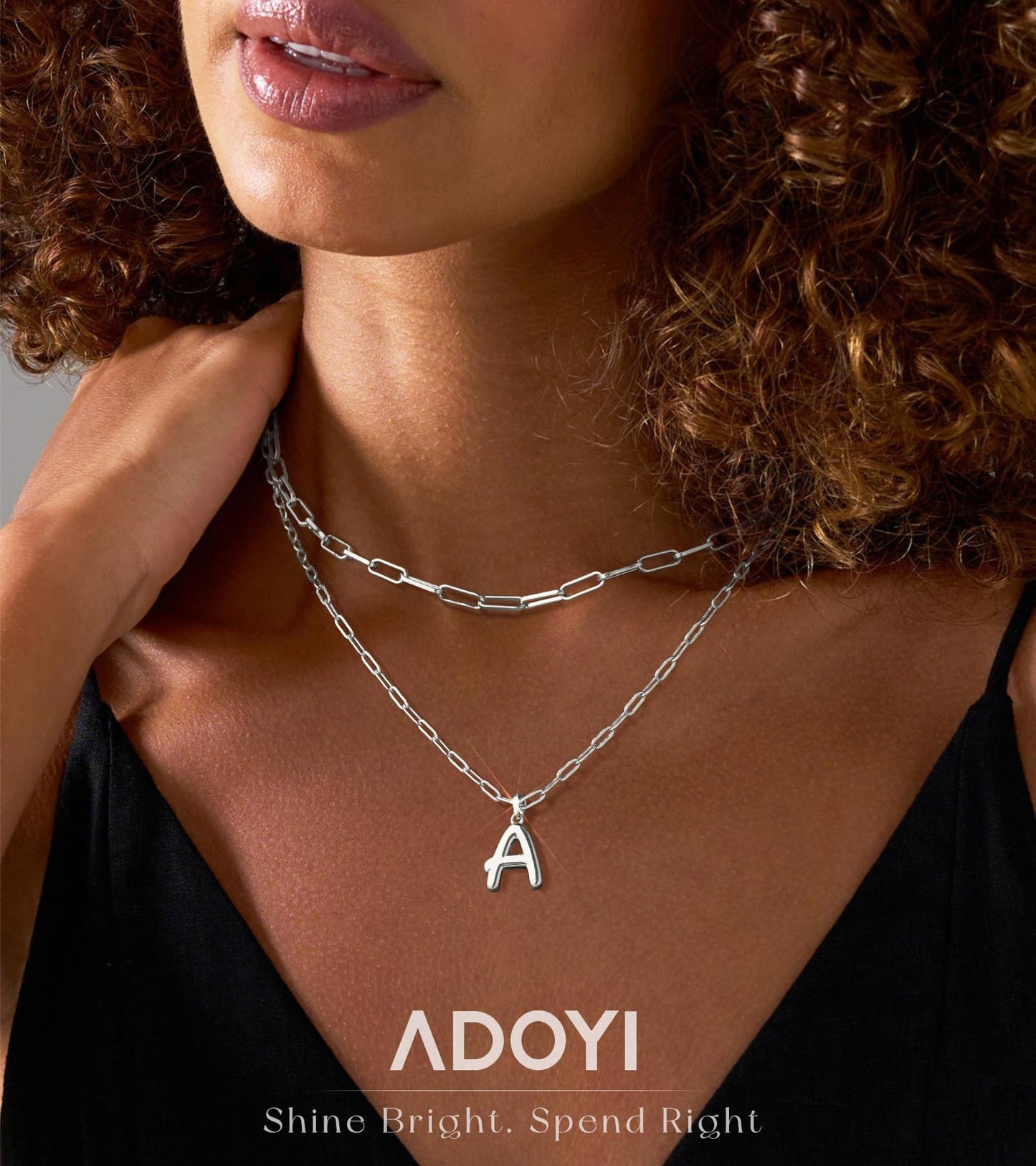 adoyi Silver Initial Necklace for Women 14k Gold Plated Layered Bubble Letter Necklaces Trendy Jewelry Chain Name H Pendant Necklace Stack Birthday Valentines Gifts