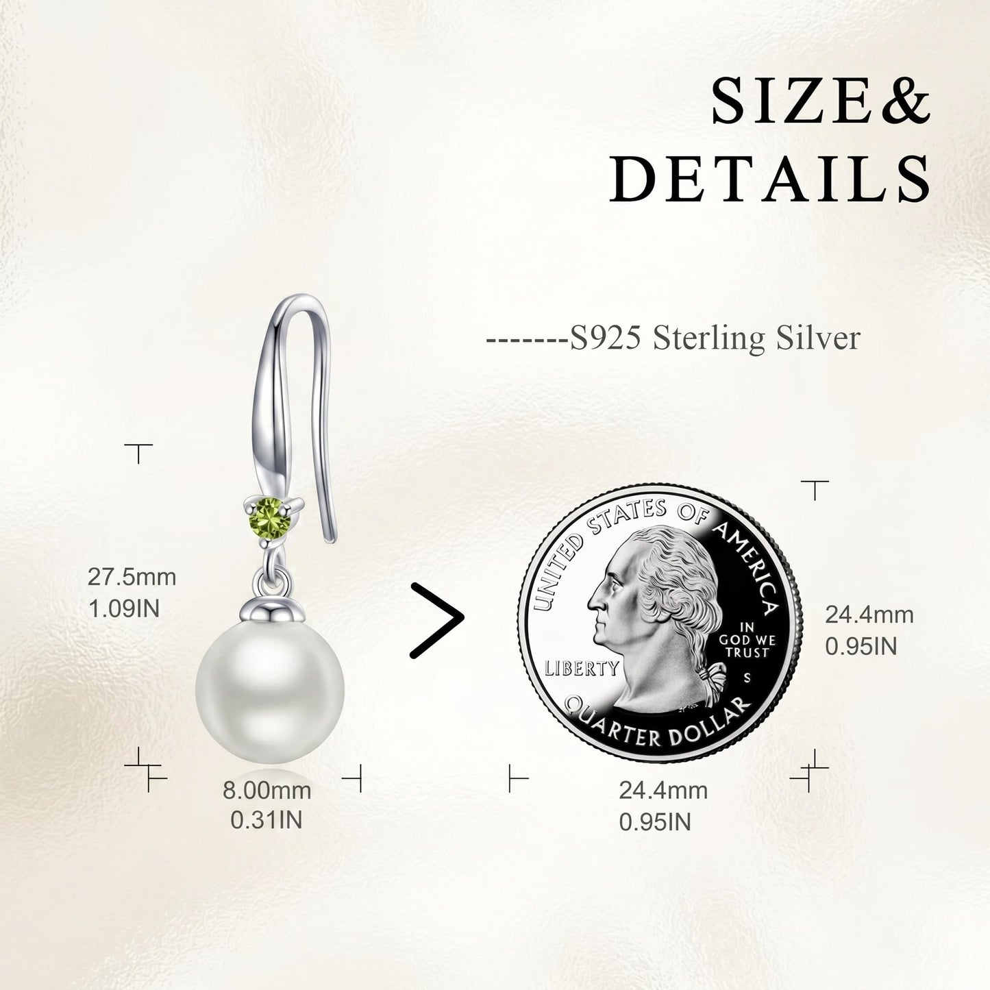 925 Sterling Silver Pearl Leverback Earrings Dangle Drop Birthstone Jewelry Gifts for Women (White Pearl-August)