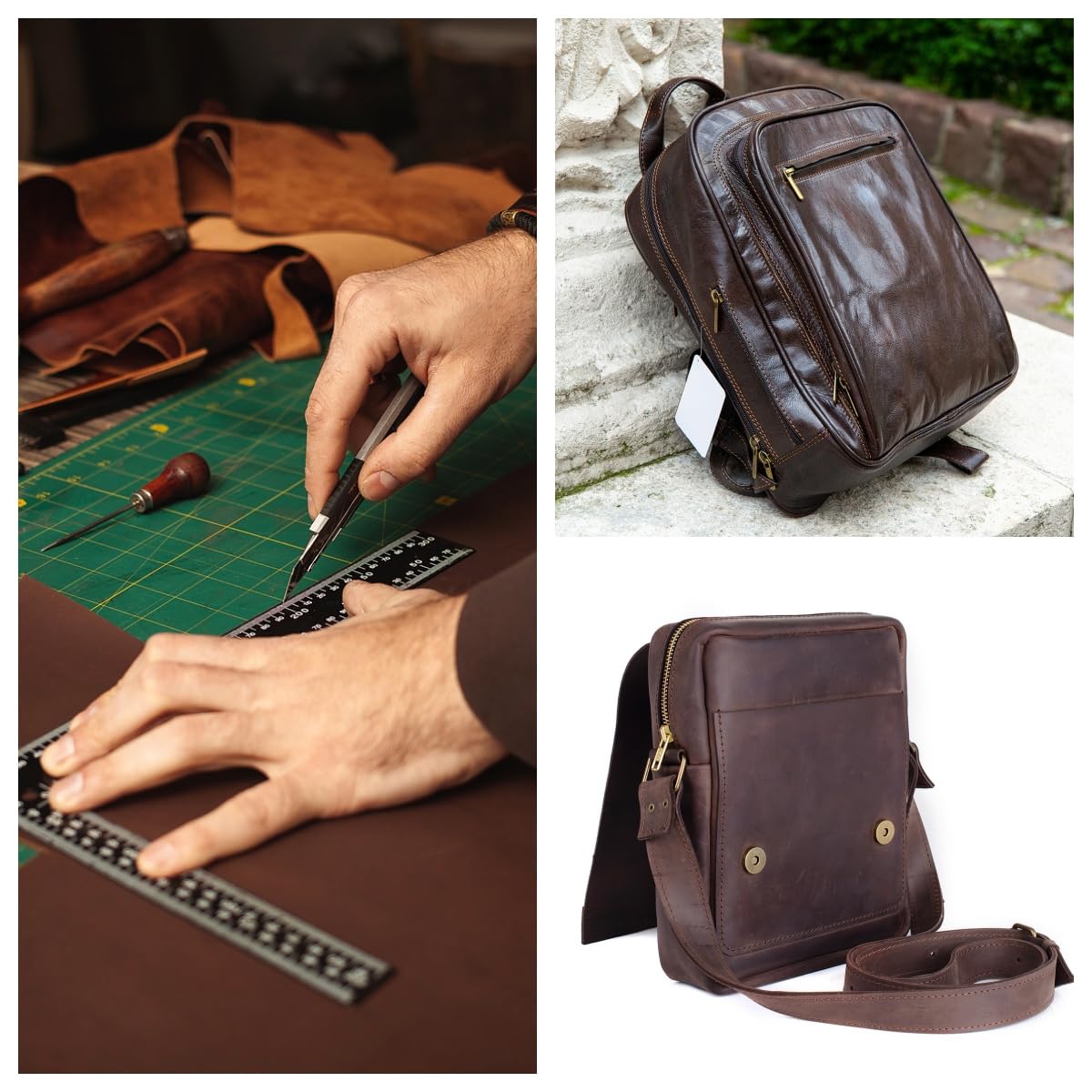 Full Grain Genuine Leather, Thickness 1.8-2.0mm,Genuine Leather Panel is Suitable for Making Wallet, Backpack, Book Cover(Oil Wax Brown 8" x 12")
