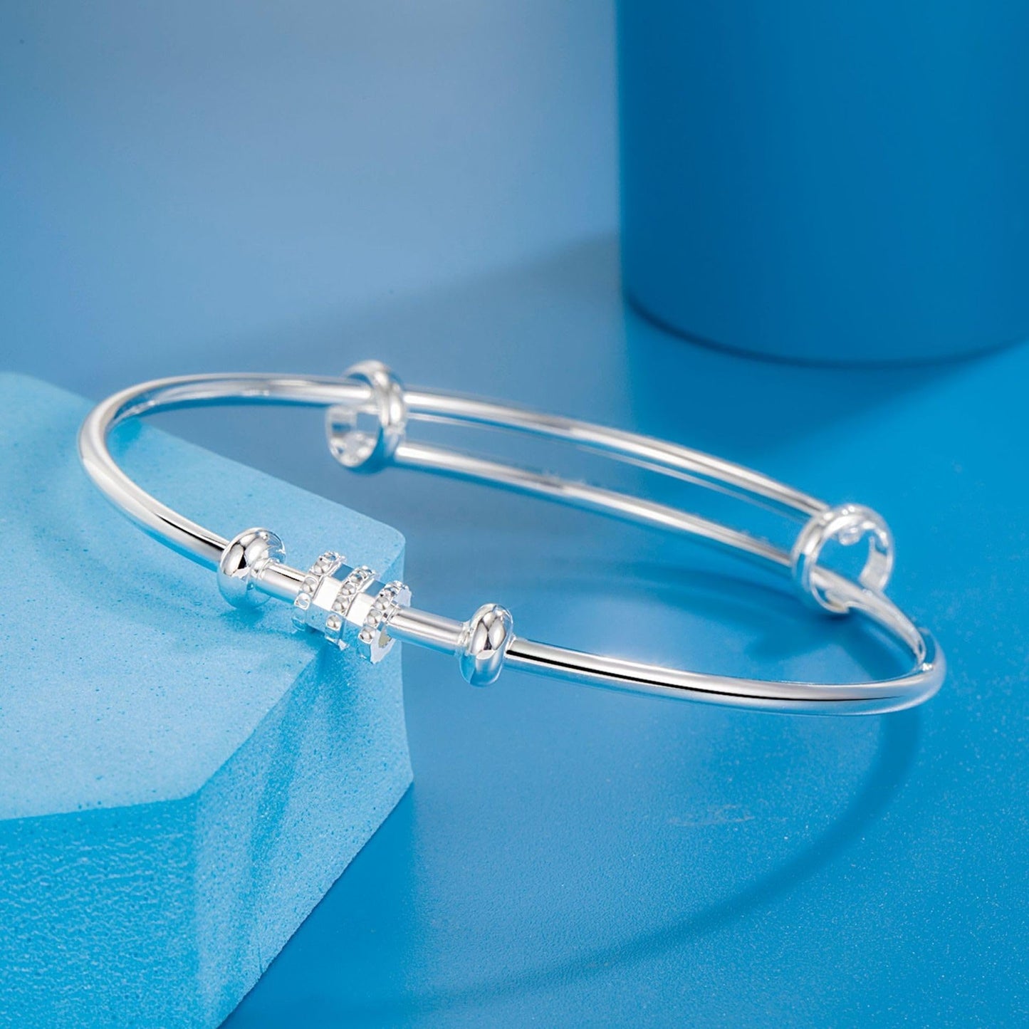 Handmade 925 Sterling Silver Bangle Bracelets For Women Men Anxiety Relief Bangle Bracelets High Polish Adjustable Wrap Bangle Bracelets Inspirational Cuff Bracelets For Women Minimalist Jewelry Gifts
