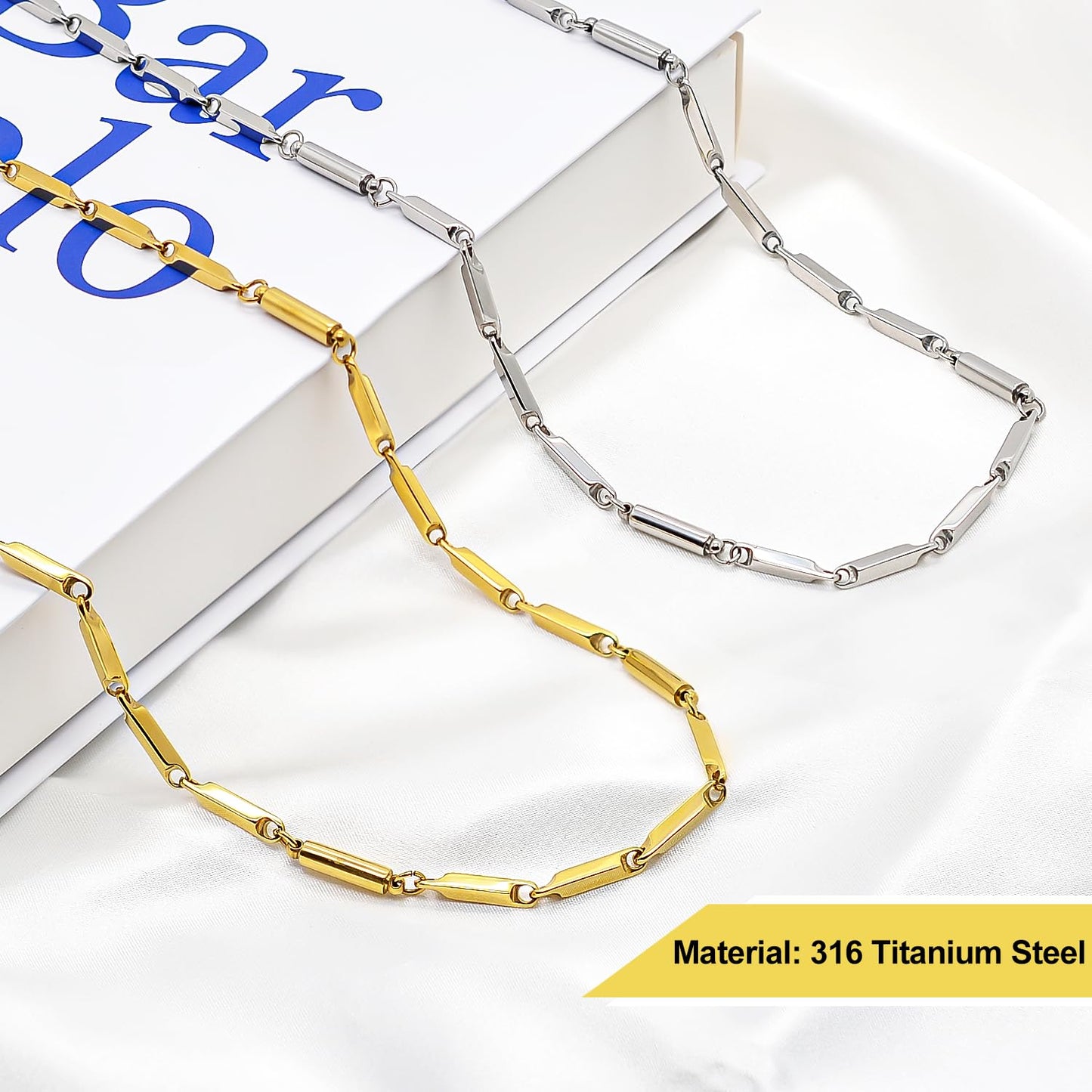 JEROOT Titanium Steel Magnetic Necklace for Women Men Unisex, 6 Ultra Strength Column Magnetic Necklace for Neck Shoulder and Back, Necklace with Jewelry Gift Box (A-Gold)