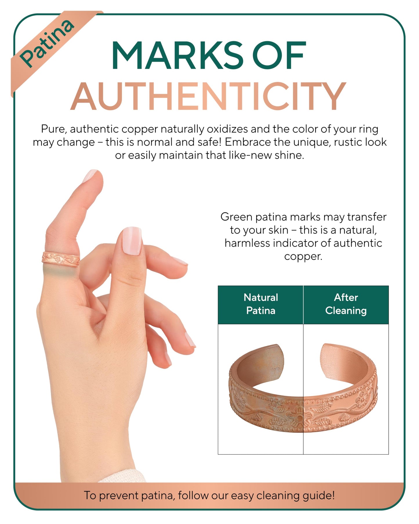 TheraCopper Pure Copper Rings for Women (2-Pack) — 100% Pure Copper Ring — Raw, Solid & Uncoated Authentic Handmade Open-End Adjustable Ayurvedic Jewelry Rings (6mm Floral)