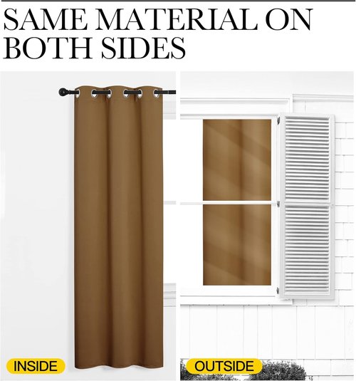 NICETOWN Blackout Curtains - Noise Reducing & Draft Blocking | 90-Inch Length, Gold Brown (2 Panels)