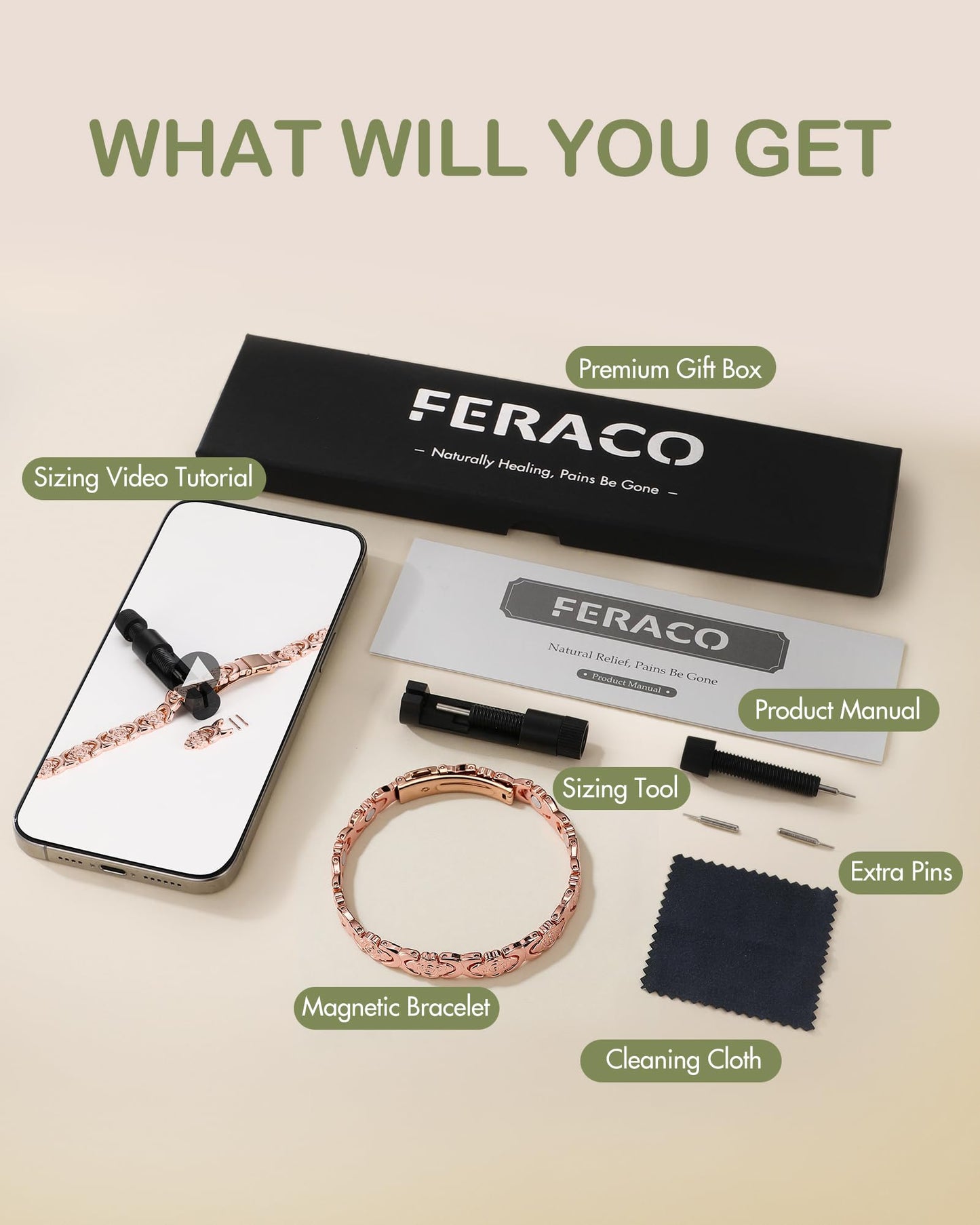 Feraco Pure Copper Bracelets for Women, Ultra Strength Magnetic Bracelet for Women with 3800 Gauss Magnet, Adjustable Flower Real Copper Jewelry Gift with Infinite Rose-Engraved (Rose Gold)