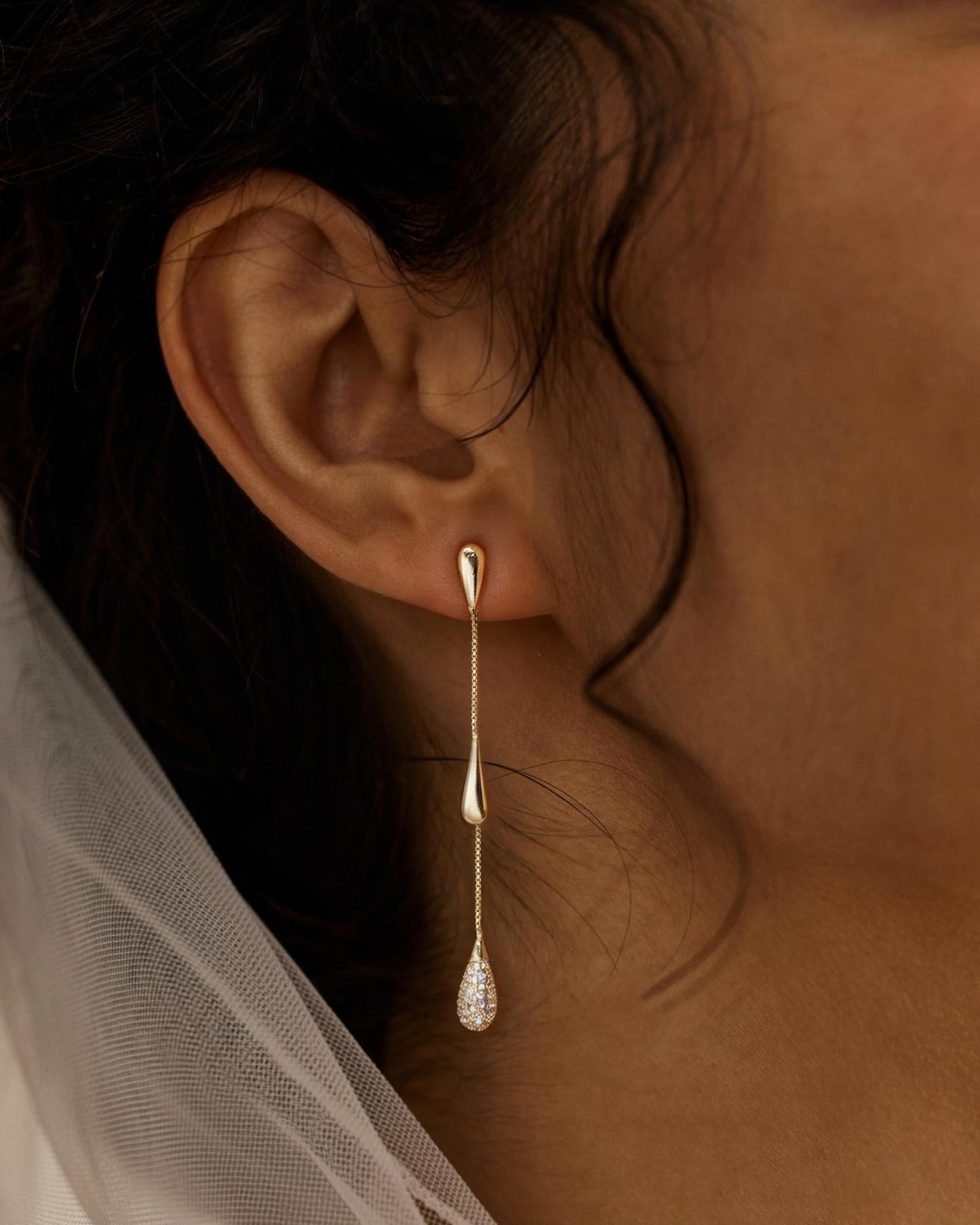 Asdecy Dangle Drop Earrings for Women 14K Gold Plated Long Dangle Cubic Zirconia Elegant Prom Bridal Bridesmaid Wedding Anniversary Dangling Trendy Jewelry