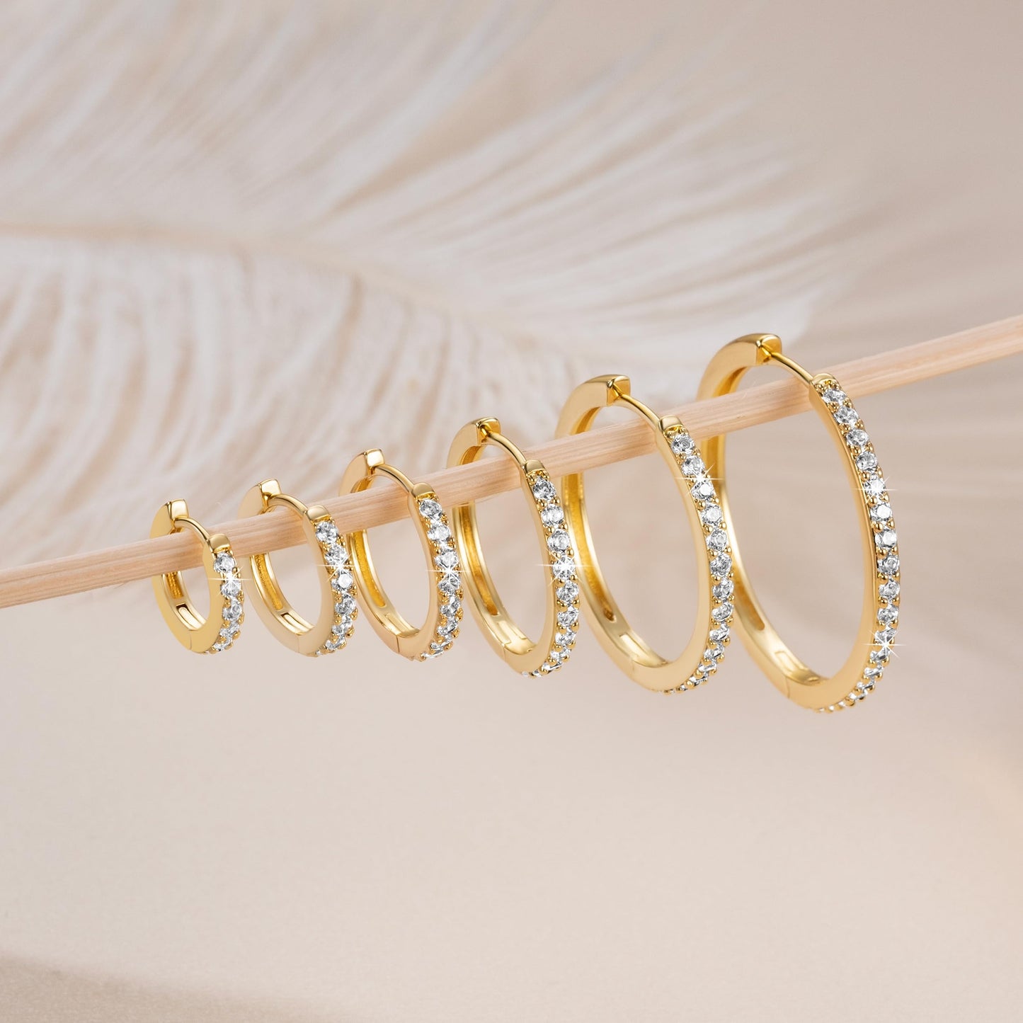vuiikhir 14K Gold Earrings for Women 14K Gold Hoop Earrings for Women Cubic Zirconia Shining Gold Hoops Earring for Womens Hoop Lightweight Hoops Earring for Womens 12/14/16/20/25/30mm (12mm)