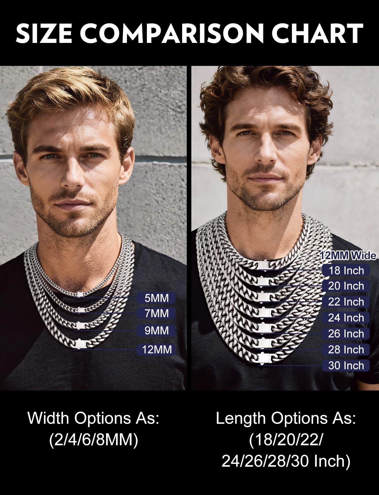 Bandmax Stainless Steel Cuban Chain Necklace for Men Women 12MM Wide Big Heavy Metal Link Chain 22 Inches Cubanas Cadenas Hombres