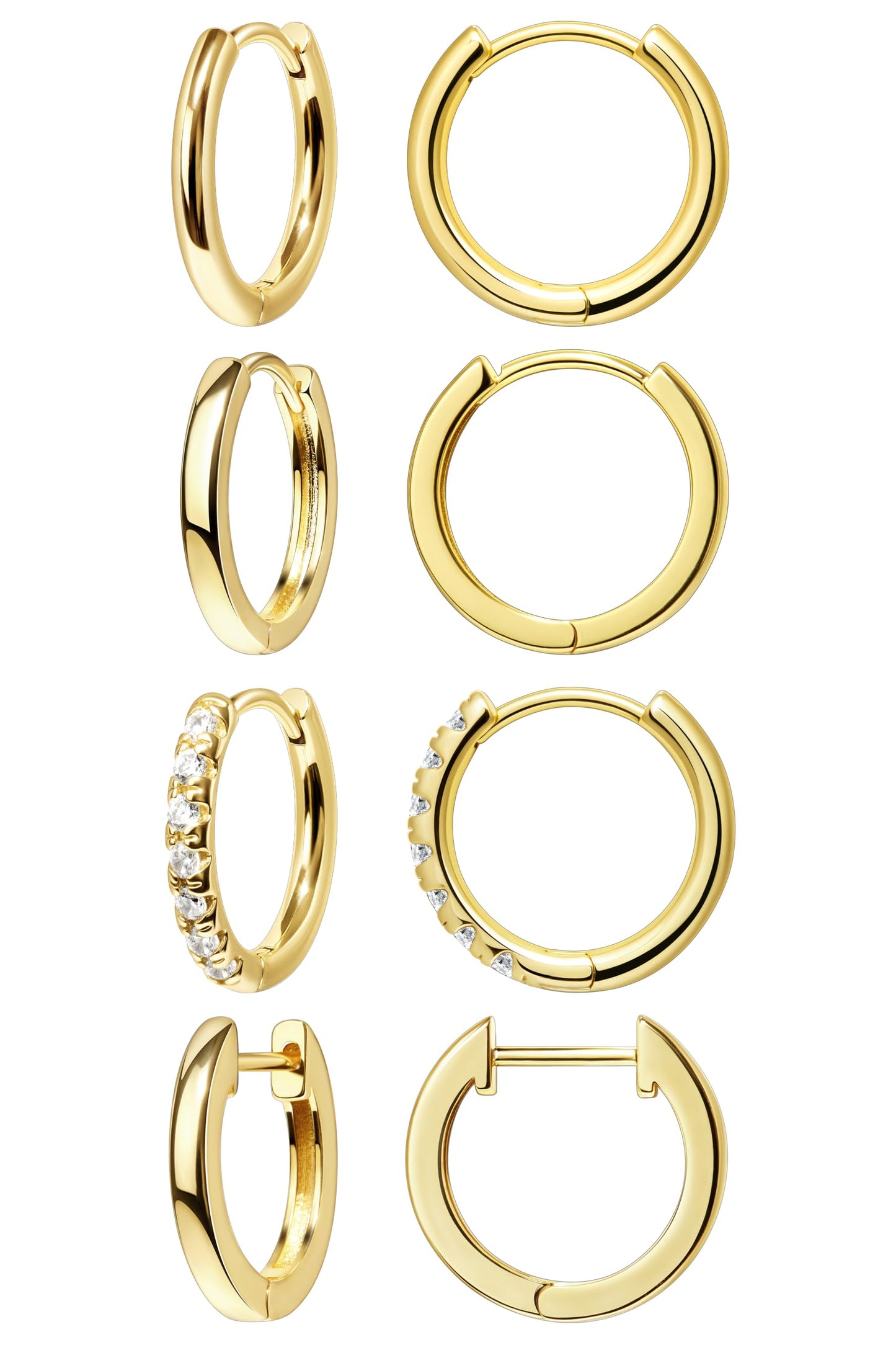 6mm Small Hoop Earrings Set for Women 14K Gold Plated Huggie Mini Cute Cartilage Earrings Set for Multiple Piercing Tragus Helix Rook Piercing Jewelry Lightweight Clip On