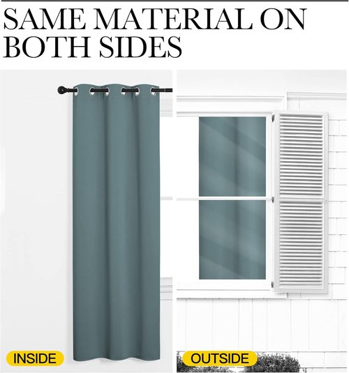 NICETOWN Modern Blackout Curtains - Noise Reducing Thermal Insulated Drapes, Greyish Blue, 2 Panels, W42 x L78-Inch
