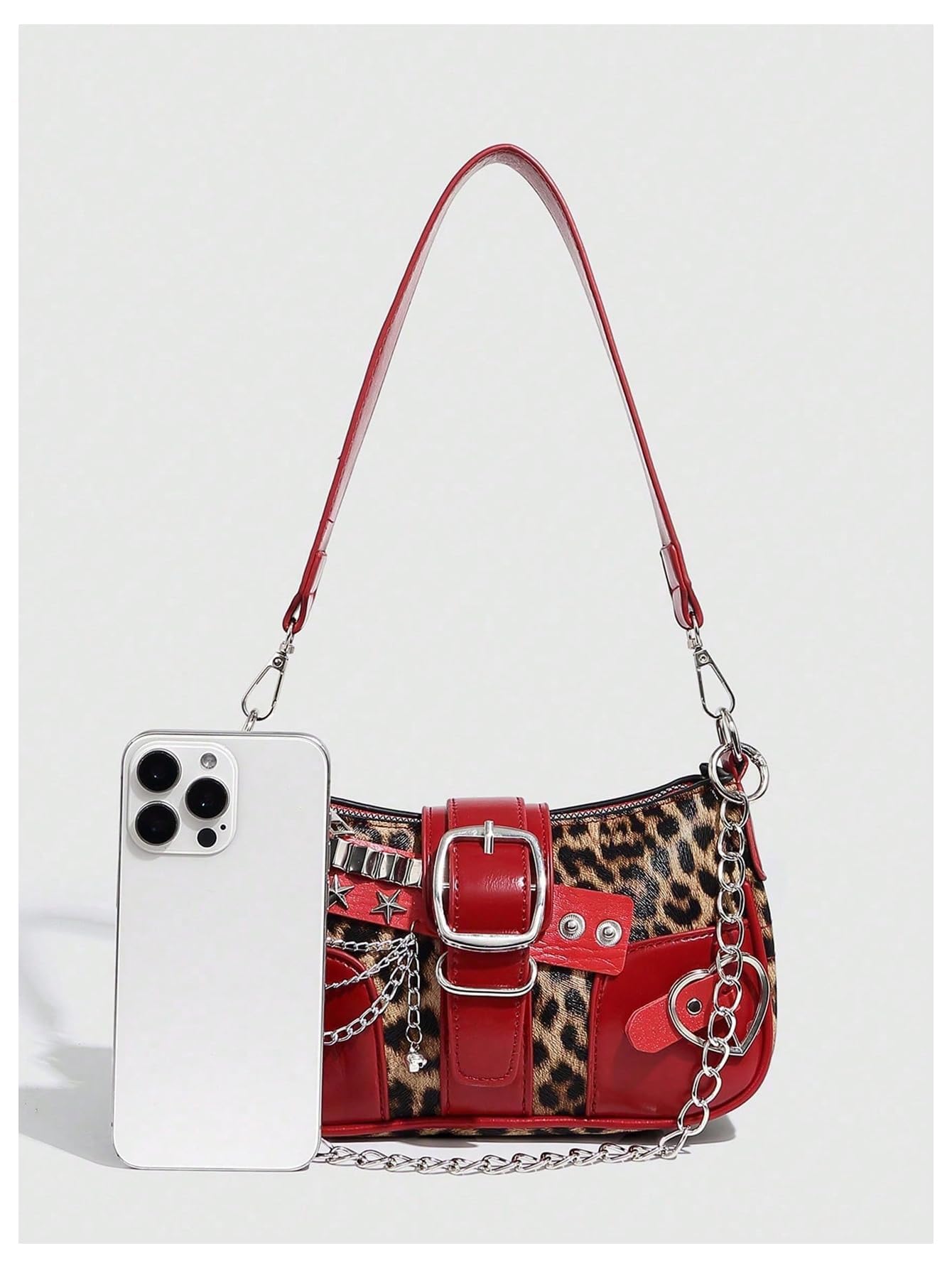 Verdusa Women's Y2k Star Embroidery Shoulder Bag Mini Chain Hobo Handbag Purses