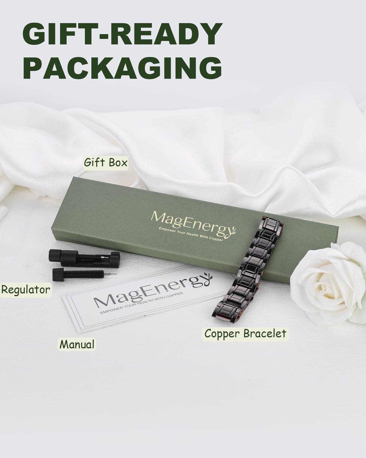 MagEnergy Copper Bracelet for Men, 3X Strength Magnetic Bracelet & 3800 Gauss Magnets, Copper Jewelry Gifts, Premium Fold-Over Clasp