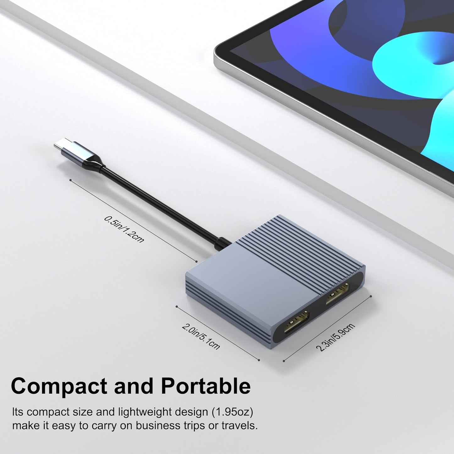 Movcle 2 4K@60hz HDMI Splitter for Dual Monitors, Dual HDMI Adapter for Monitors, Display, USB C to Double Adapter