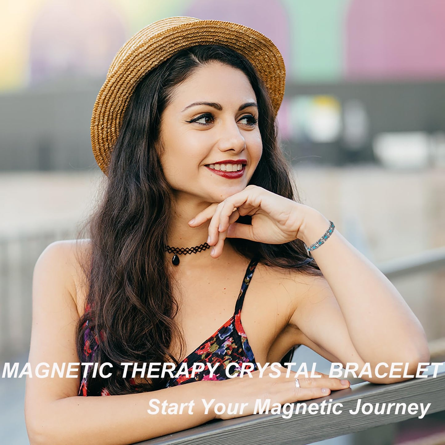 EnerMagiX Magnetic Bracelets for Women, Stainless Steel Blue Turquoise Magnetic Bracelet, Fashion Jewelry(2318)