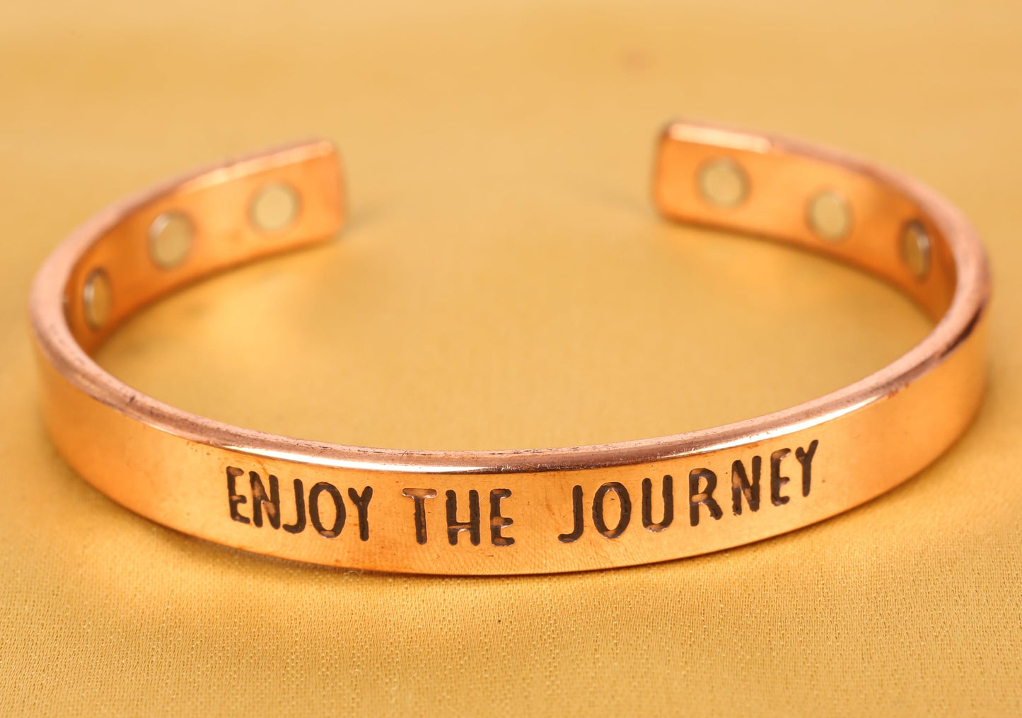 Touchstone Inspirational Copper Engraved Magnetic Bracelets for Women-Personalized Jewelry Gifts for Best Friend/Mom/Daughter/Sister - Adjustable Bracelet in a Gift Box Enjoy The Journey