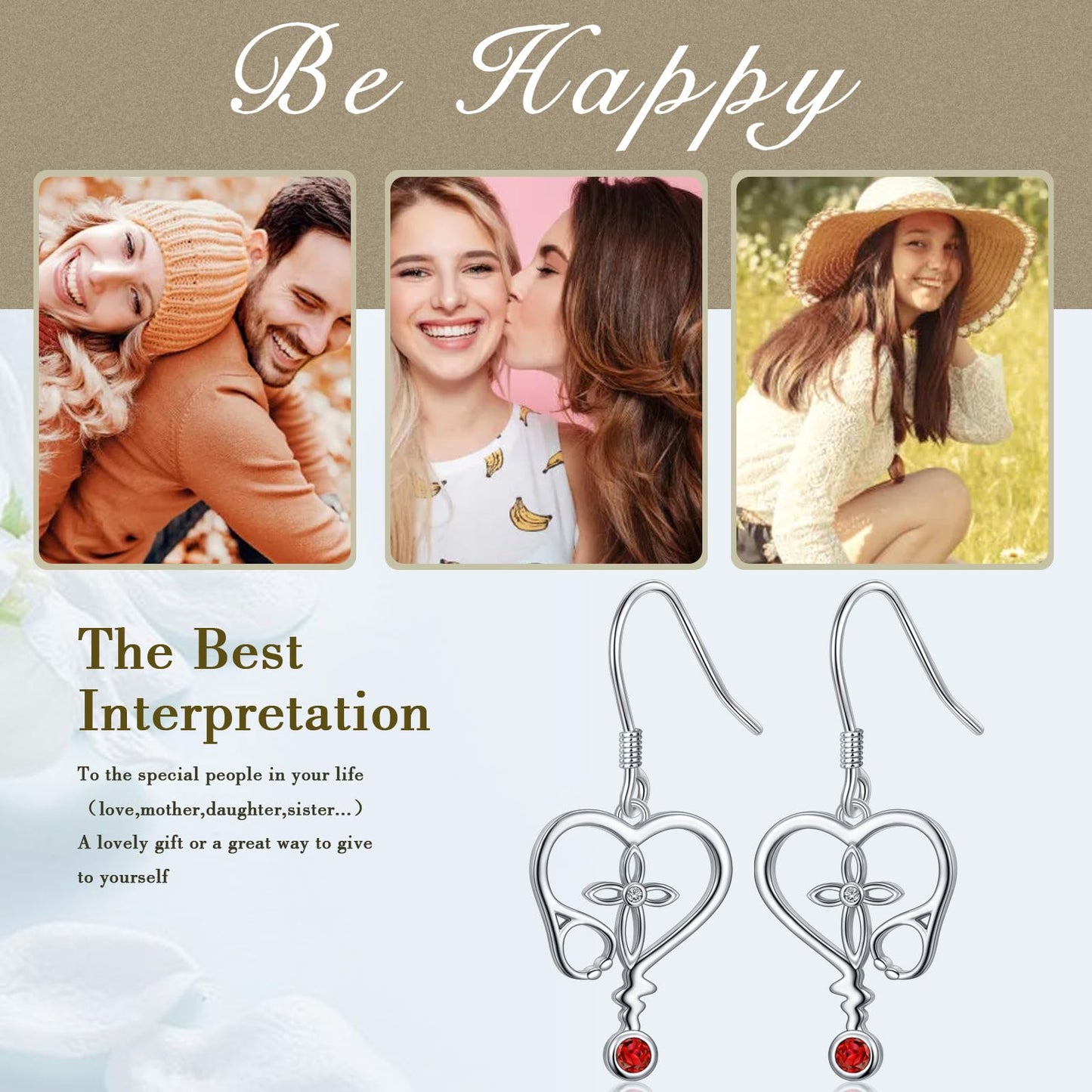 SHAOAN 925 Sterling Silver Cross Stethoscope Dangle Earrings for Women Heart Cubic Zirconia Drop Earrings Graduation Medical Jewelry Gift for Doctors Nurses