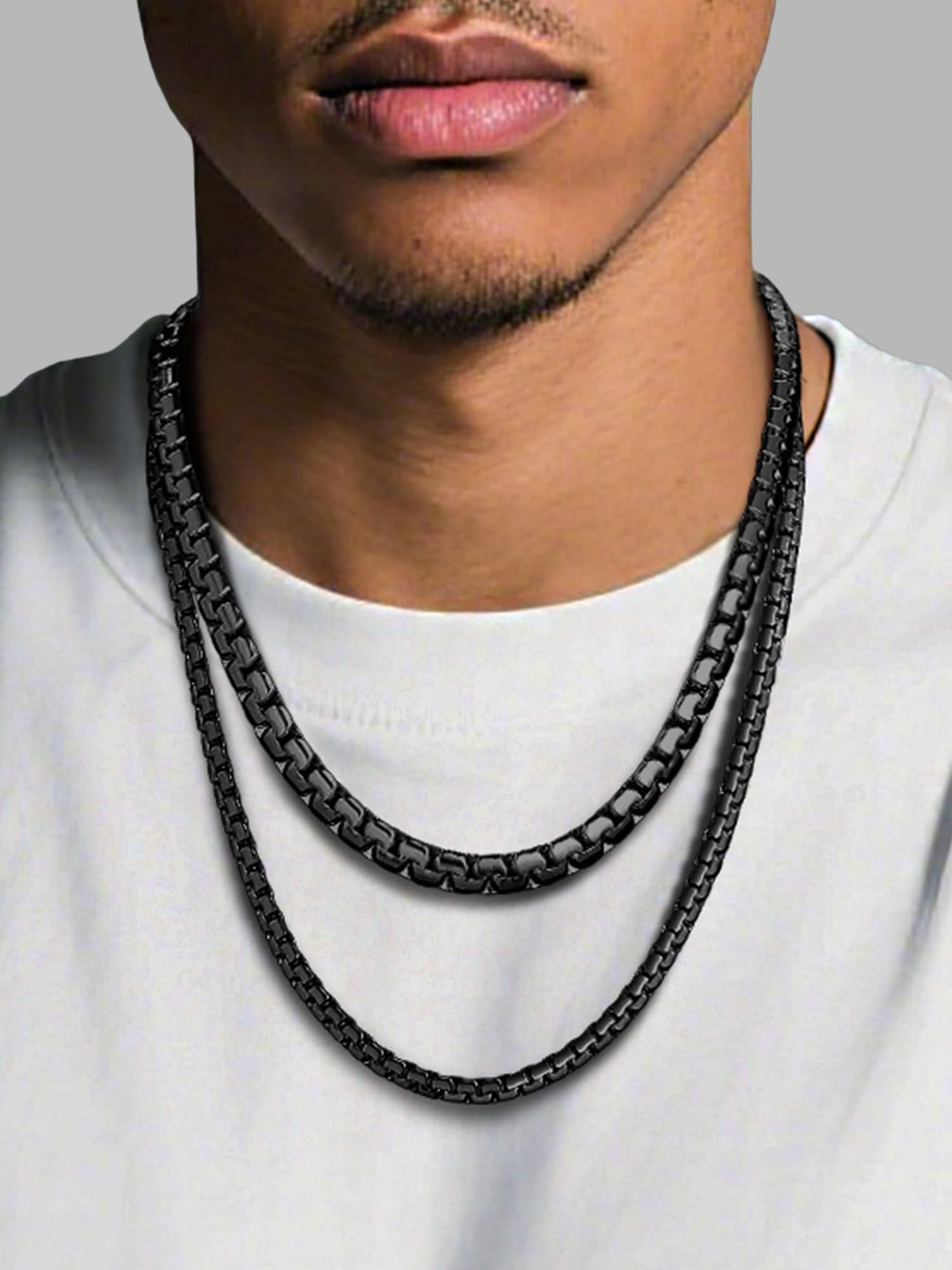 PROSTEEL Black Stainless Steel Necklace for Men 8mm Non Tarnish & Hypoallergenic Long Chain Hip Pop Jewelry