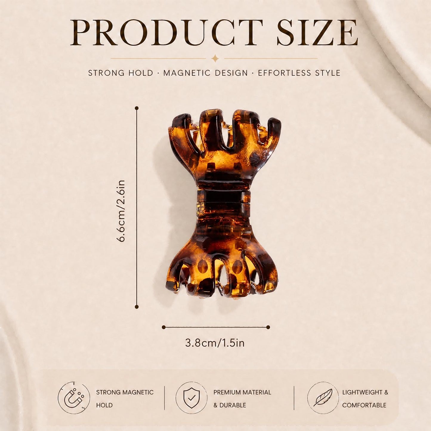 ASTRULUME 2Pcs Magnetic Hair Clips, Strong Hold No-Slip Styling Clips for Layered Styles, Half-Updos and Braids, Seamless 2-in-1 Clavicle Design, Multiple Colors(Brown Leopard Print)