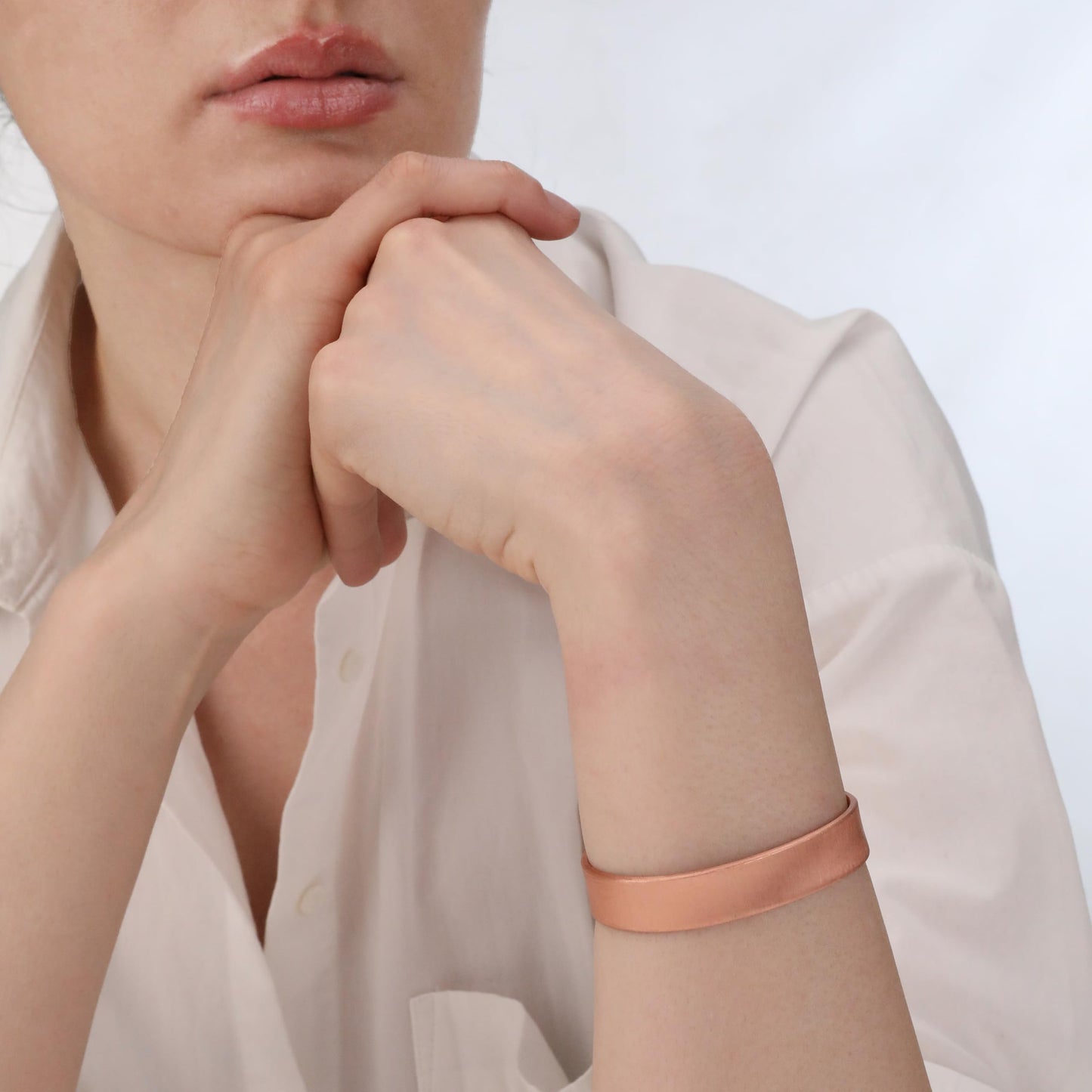 Handmade Pure Copper Bracelet for Women and Men - Thickest Copper Bracelet for Pain Relief and Stress Relief - Adjustable Carved Copper Bracelets to Fit many Size Wrist -The most ideal thickness, with a thickness of 2 mm, easy to shape. (Plain) (Plain)
