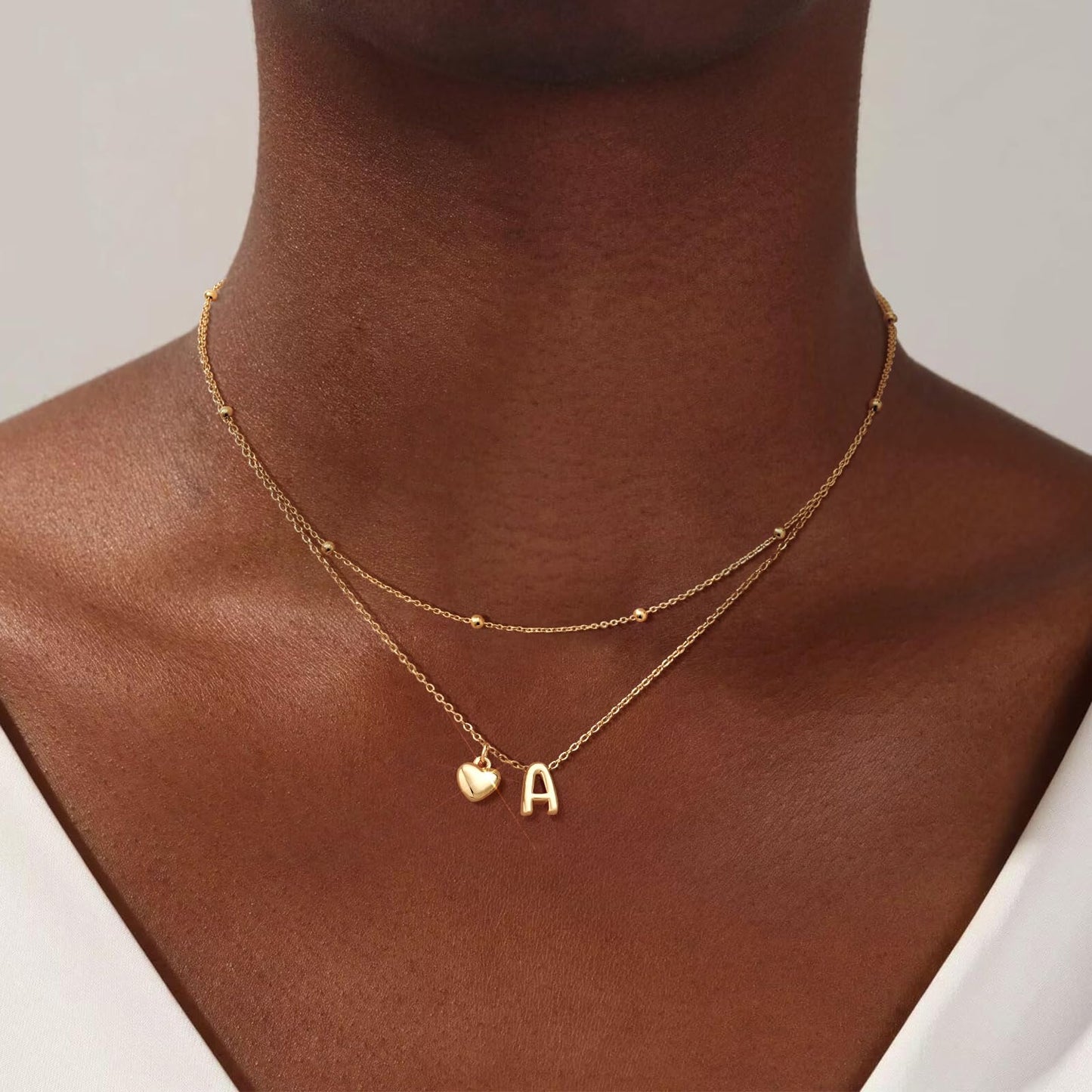 adoyi Gold Heart Initial Necklaces for Women Hers Dainty 14K Gold Plated Heart Layered Letter D Pendant Necklace Stack Trendy Jewelry Birthday Valentines Gifts for Women Jewelry
