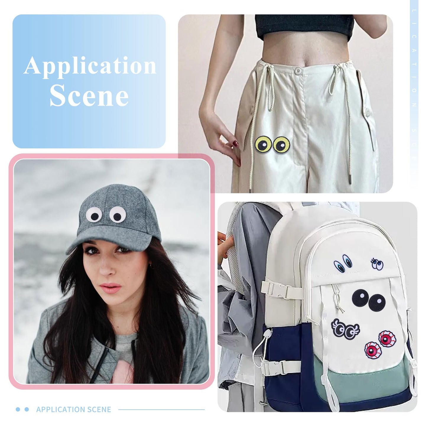 FREEBLOSS 36Pcs Eyes Patch Embroidery Cartoon Eyes Iron On Patches 18 Styles Embroidered Patches Applique Costume Accessories for Clothes