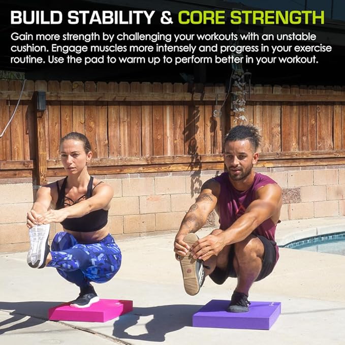 ProsourceFit Exercise Balance Pad – Non-Slip Cushioned Foam Mat & Knee Pad for Fitness and Stability Training, Yoga, Physical Therapy