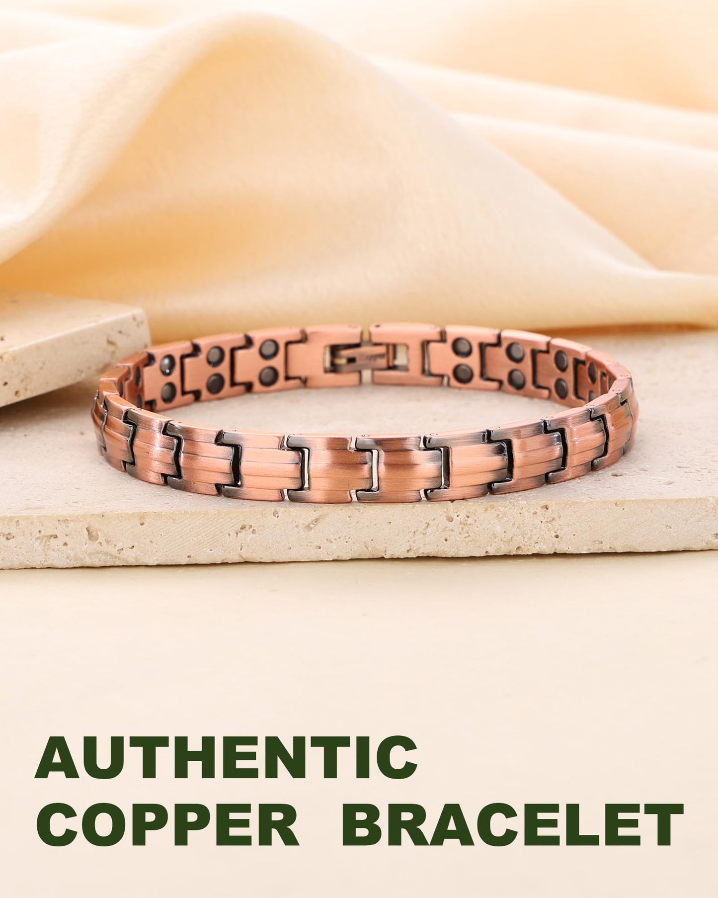 MagEnergy Copper Bracelet for Women, 99.9% Pure Copper Magnetic Bracelet, Adjustable Bracelet Jewelry Gifts (Classic Style)