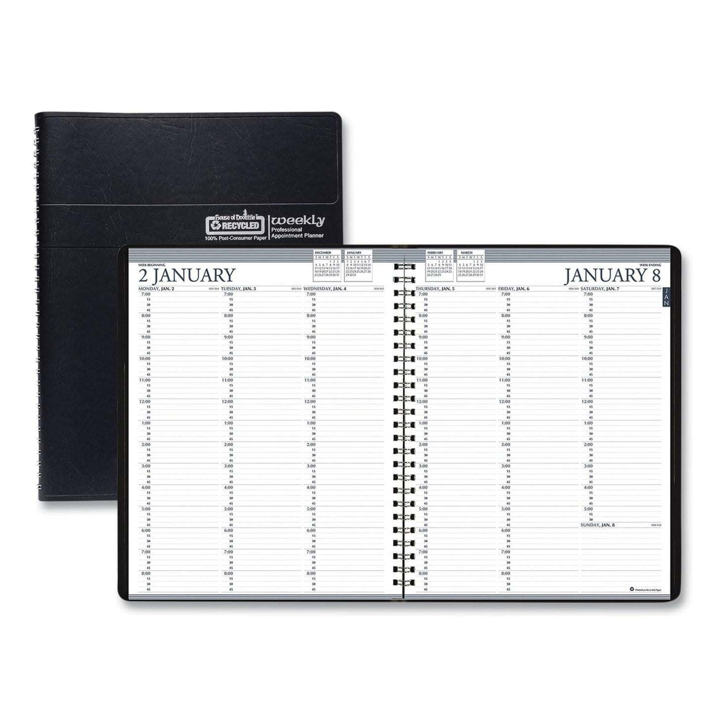 House of Doolittle 2026 Monthly Appointment Book 8.5" x 11", Faux Leather Cover, Black (27202-26)