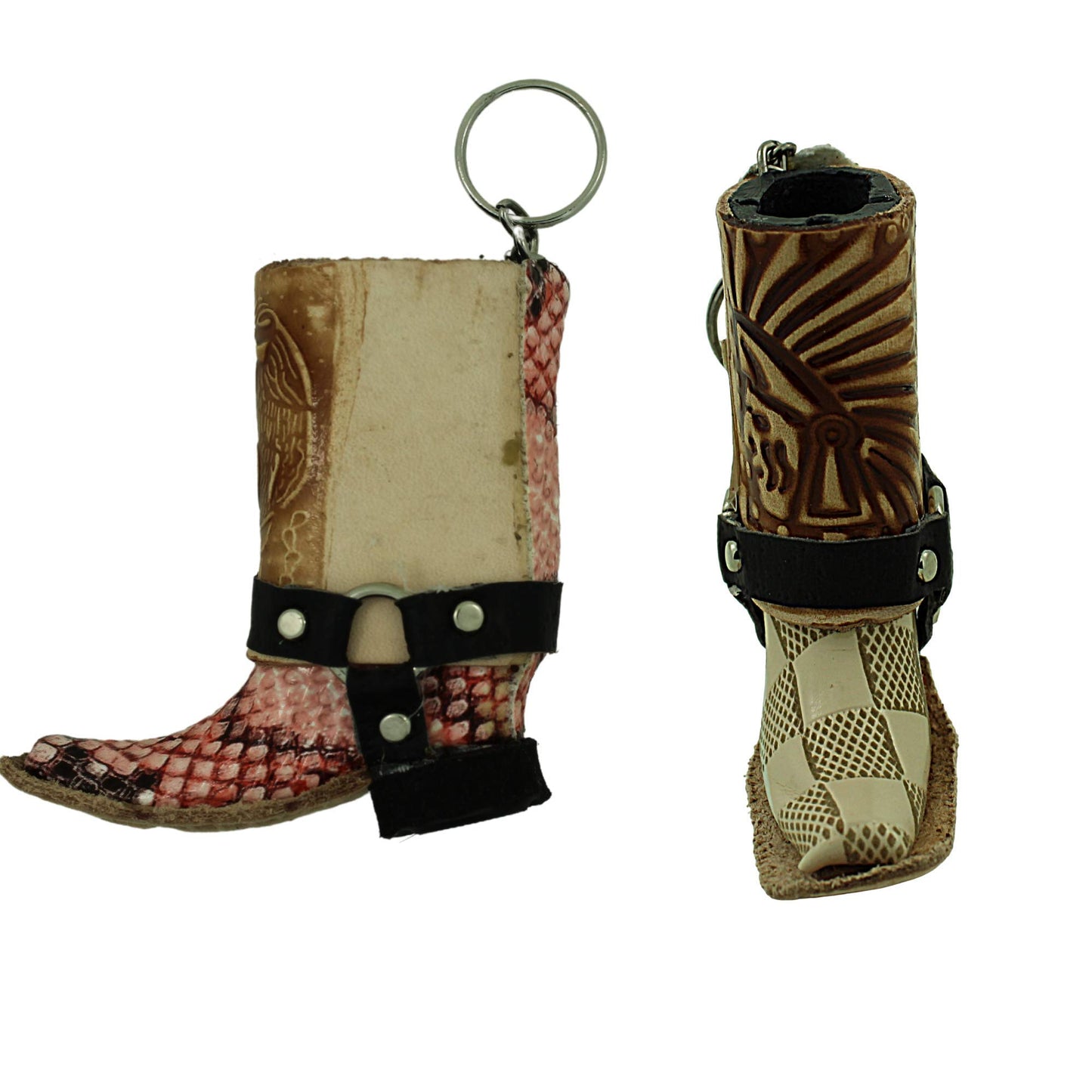 Needzo Leather Cowboy Boot Western Keychain and Lighter Holder, Color May Vary, 3 Inches