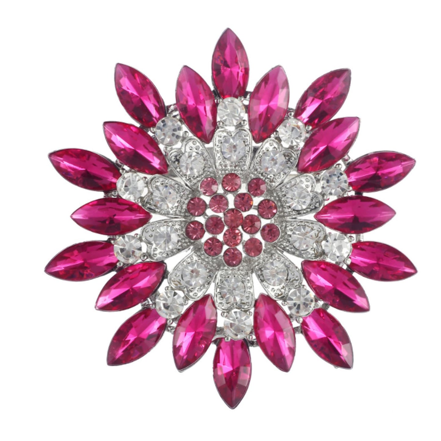 Rhinestone Large Flower Brooches Pins for Women Fashion Sparkly Crystal Sunflower Statement Brooch Unique Wedding Party Suit Dress Jewelry Accessories(Peach)