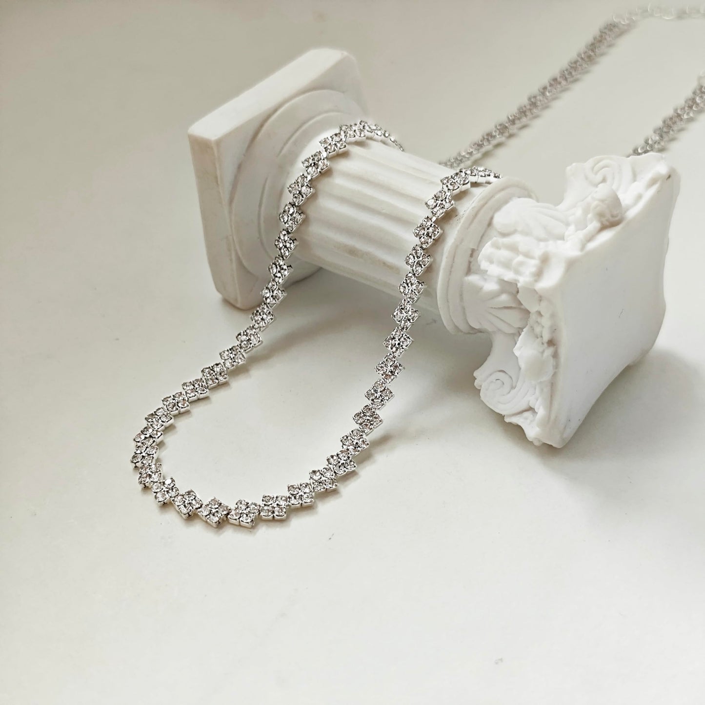 LULII Tennis Necklace Set for Women Dainty Sterling Silver Necklace and Earring Sets Diamond Drop Dangle Earrings Crystal Bracelets for Women Silver Jewelry Sets for Bride Gift